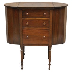 Used Martha Washington Colonial Mahogany Sewing Stand Side Table Cabinet