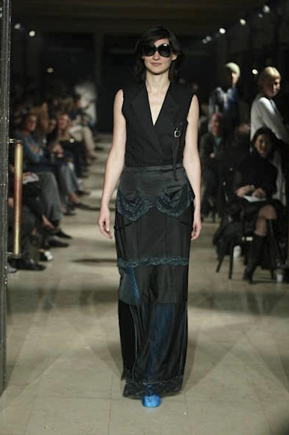 Vintage Martin Margiela artisanal ss 2003 runway black folded dress skirt For Sale 9