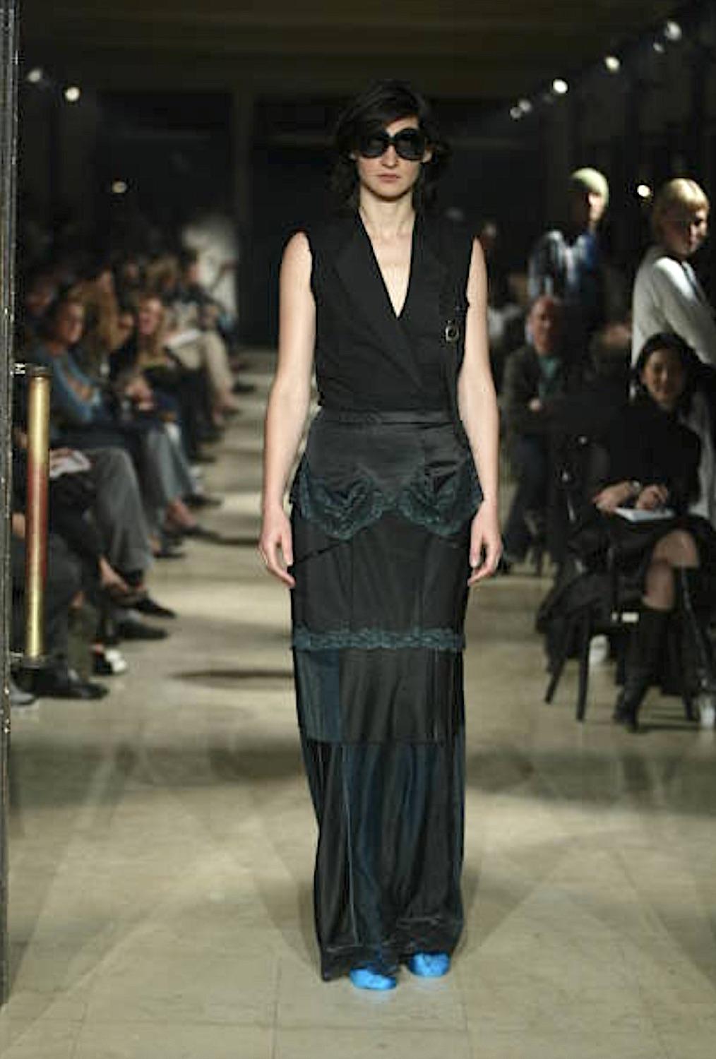Vintage Martin Margiela artisanal ss 2003 runway black folded dress skirt In Excellent Condition For Sale In Antwerp, BE