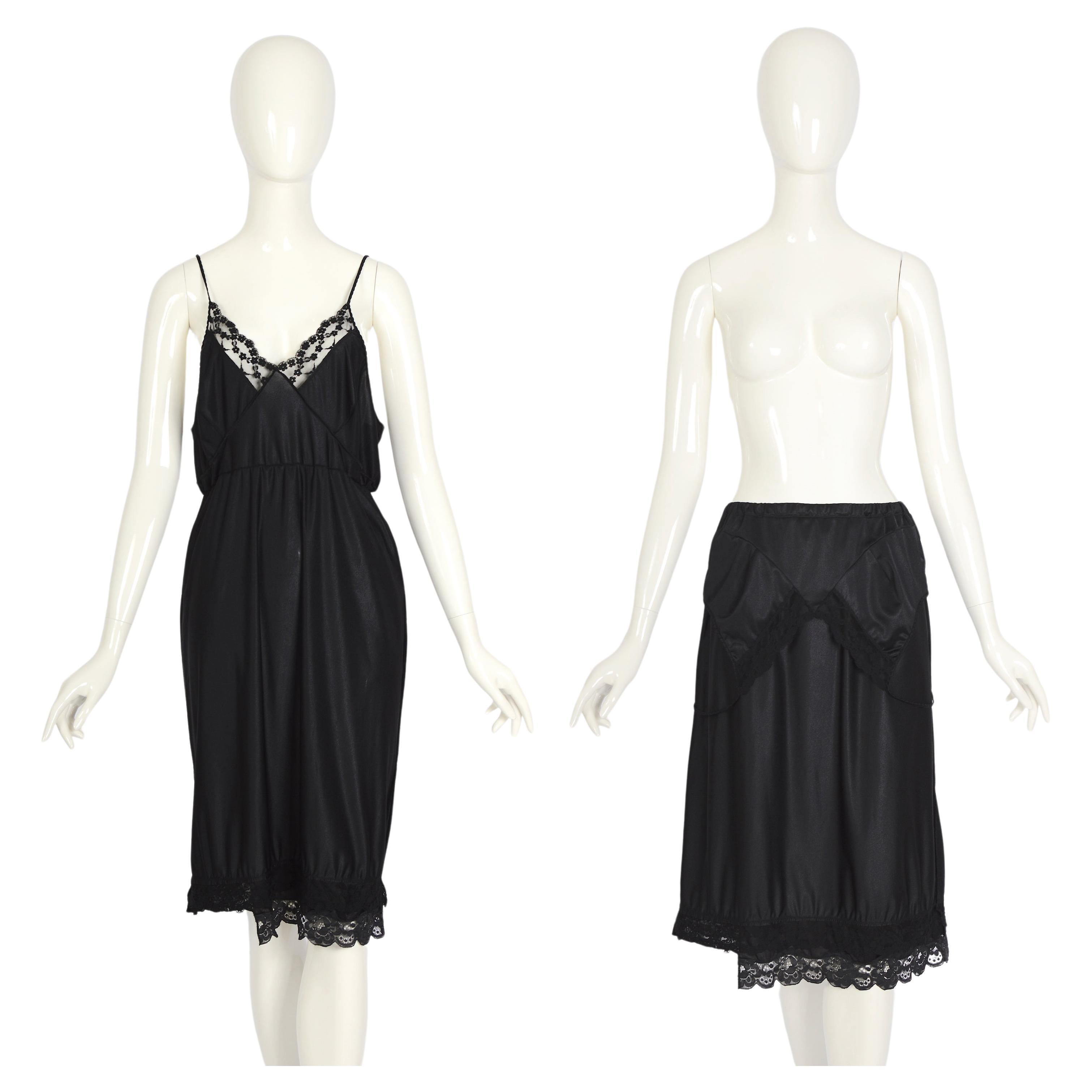 Vintage Martin Margiela artisanal ss 2003 runway black folded dress skirt For Sale