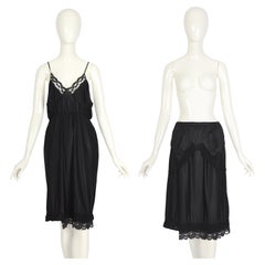 Vintage Martin Margiela artesanal ss 2003 pasarela vestido negro doblado falda