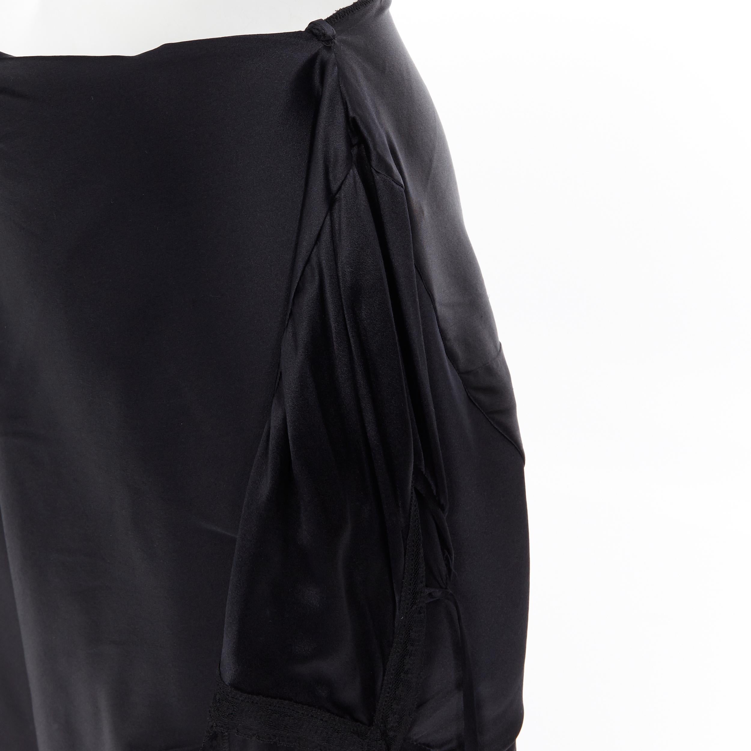 MARTIN MARGIELA vintage in seta nera, con gonna a sottoveste laterale, IT38 5