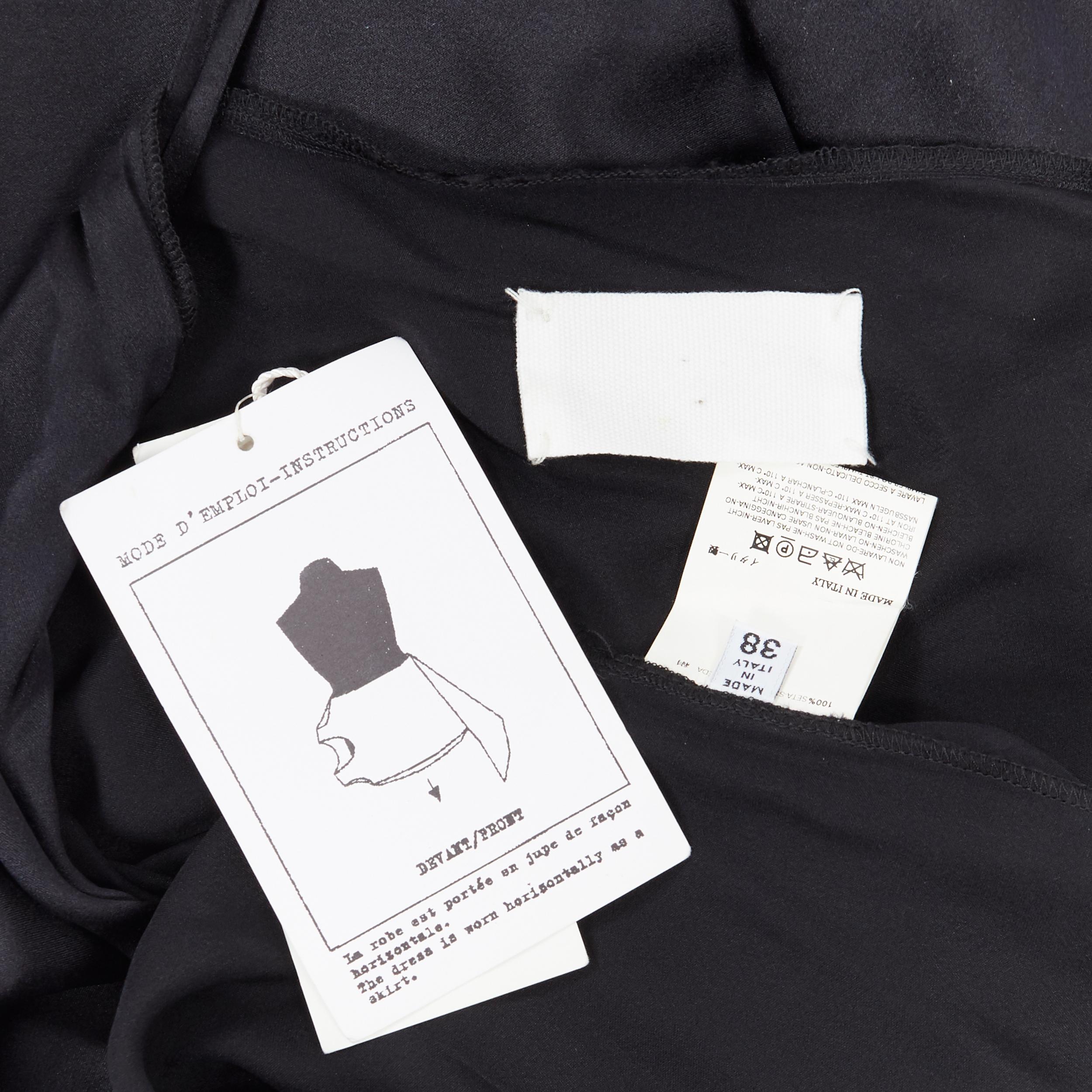 MARTIN MARGIELA vintage in seta nera, con gonna a sottoveste laterale, IT38 7