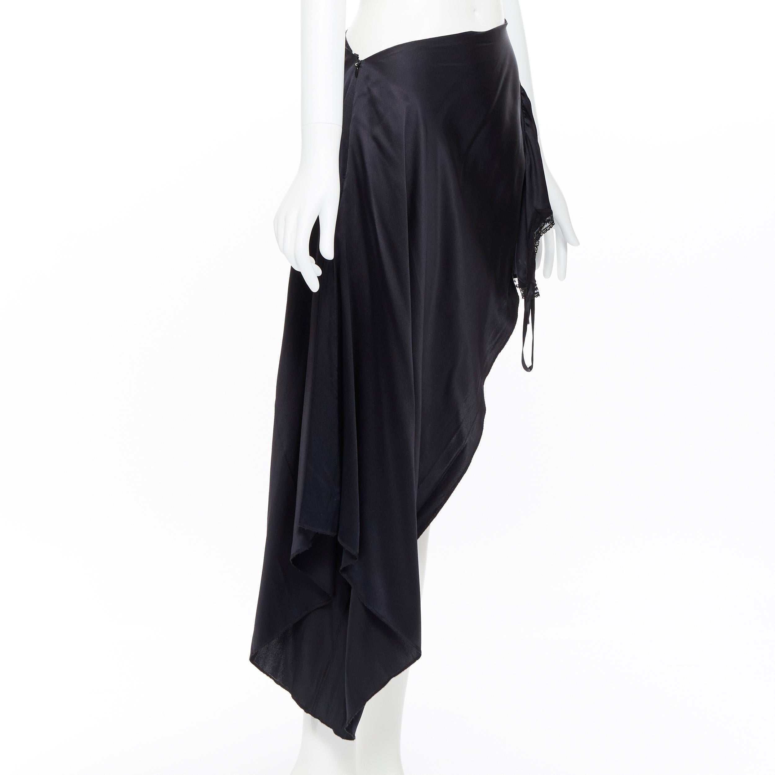 Black vintage MARTIN MARGIELA black silk deconstructed side way slip dress skirt IT38