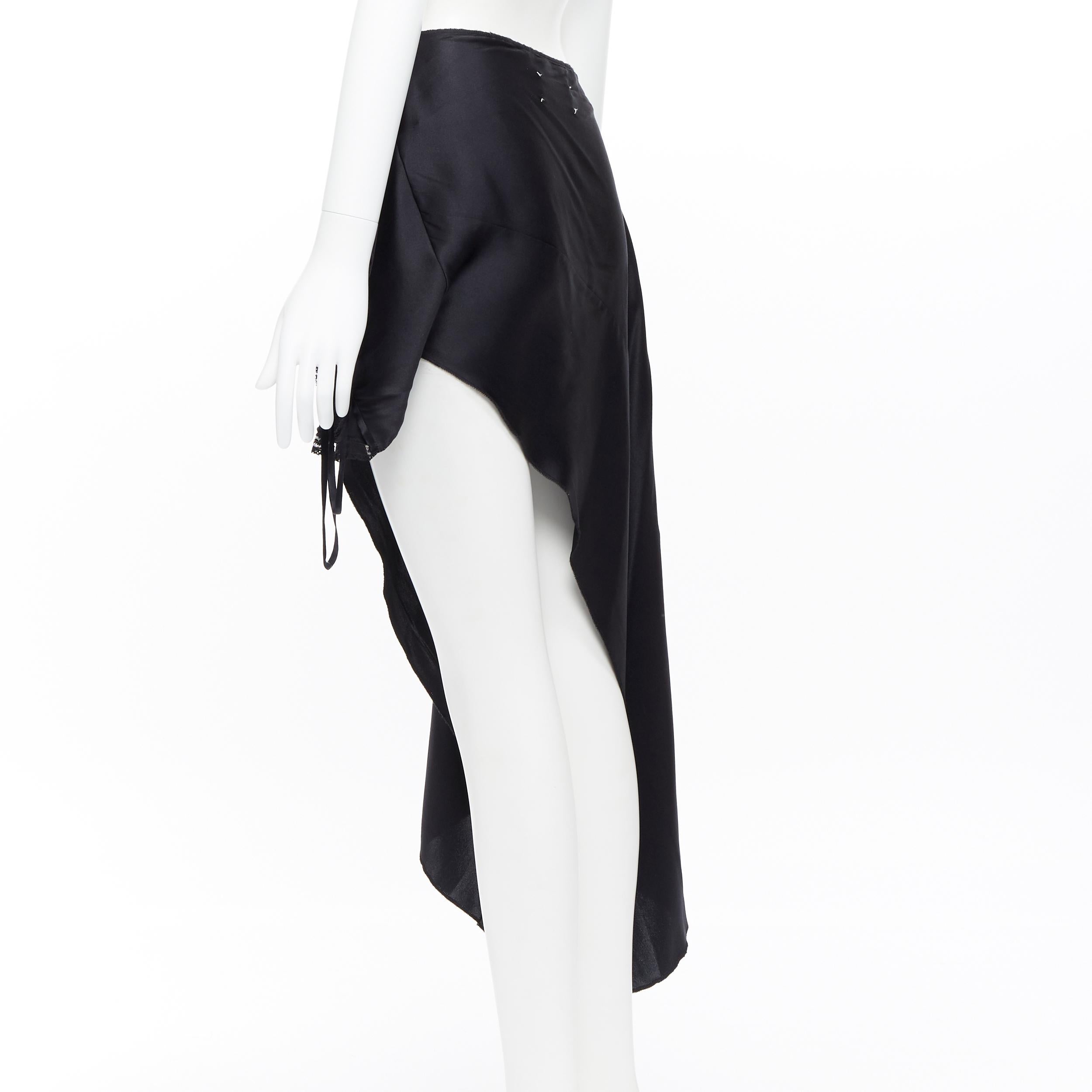 vintage MARTIN MARGIELA black silk deconstructed side way slip dress skirt IT38 1
