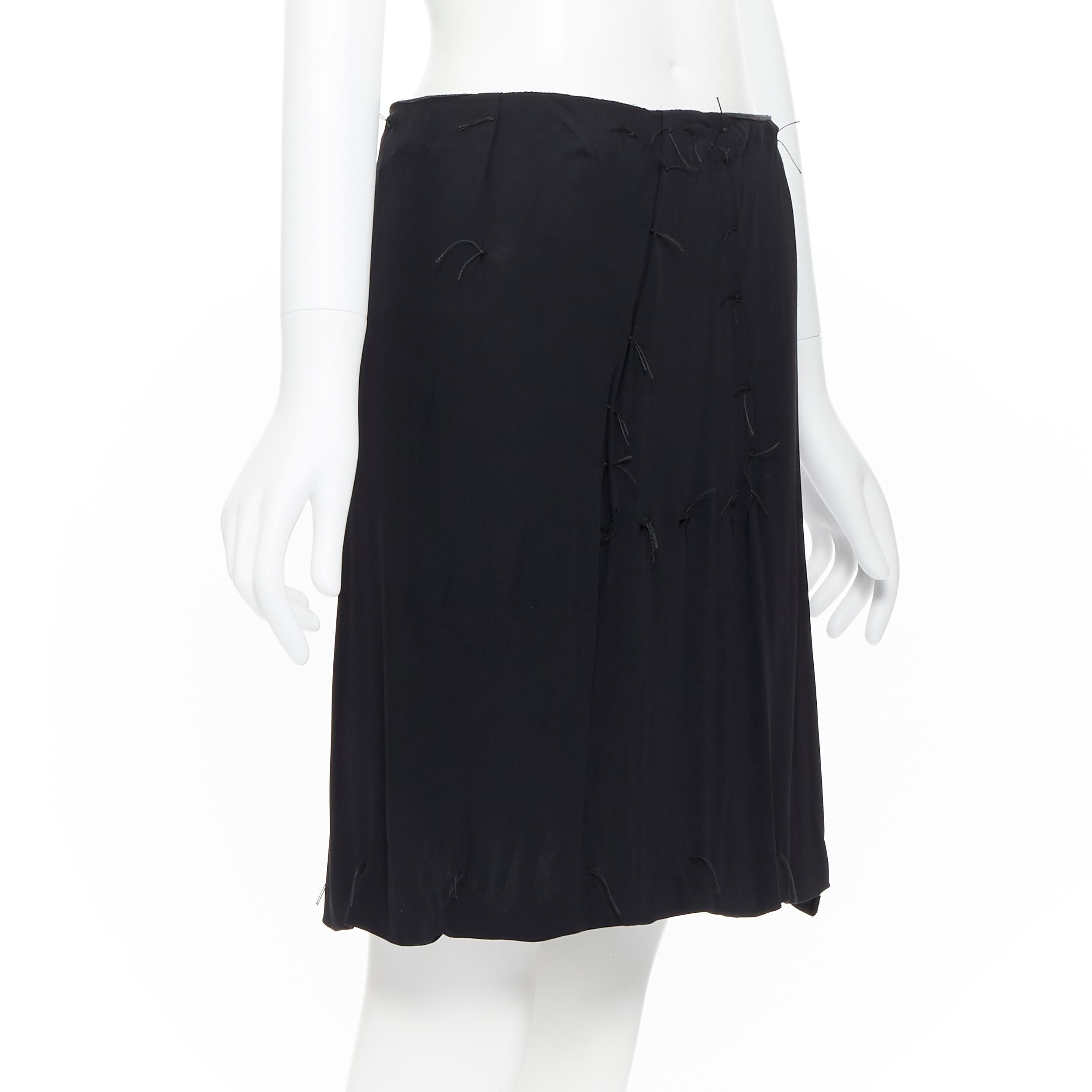 Black vintage MARTIN MARGIELA black viscose hand- tact raw thread stitching skirt S