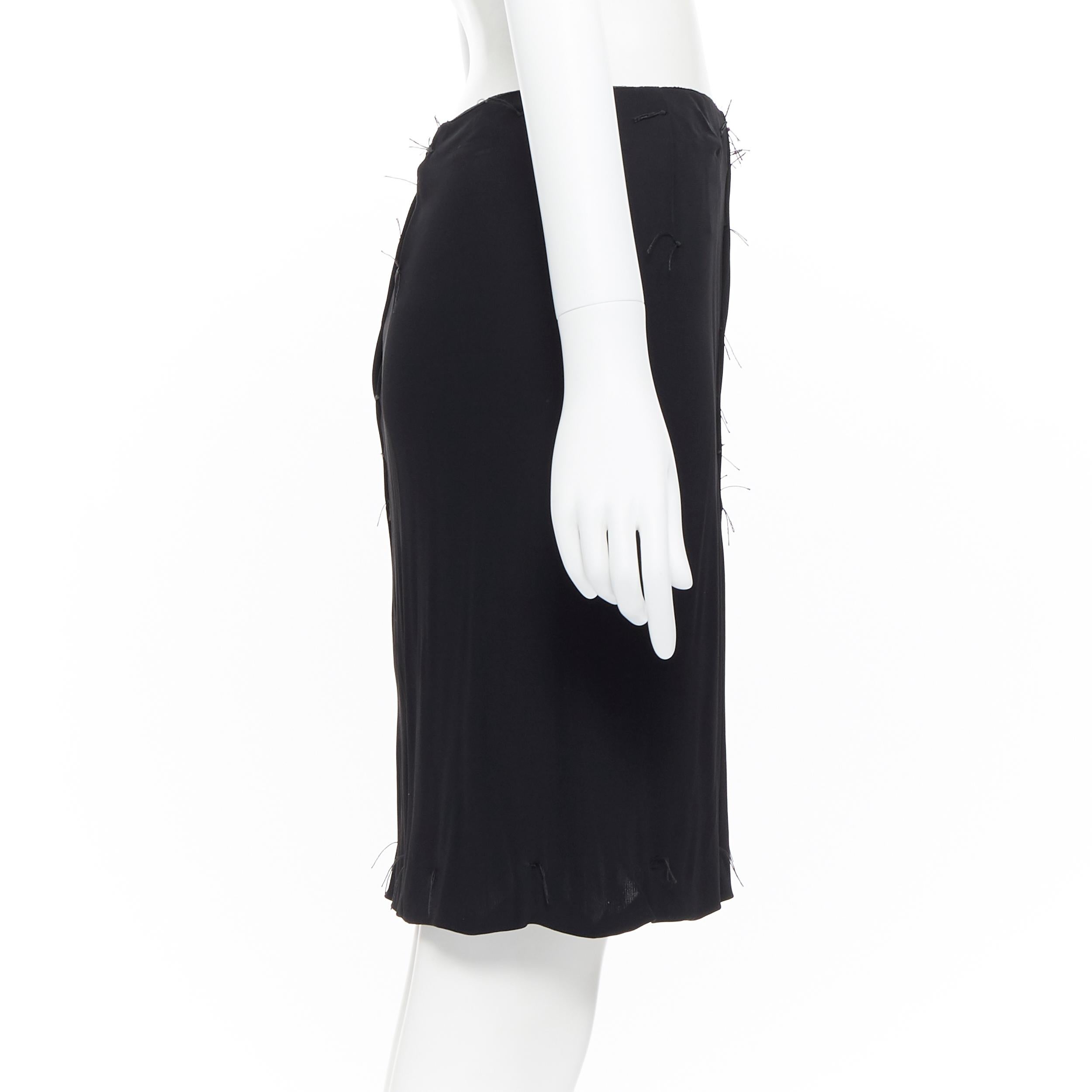 vintage MARTIN MARGIELA black viscose hand- tact raw thread stitching skirt S In Excellent Condition In Hong Kong, NT