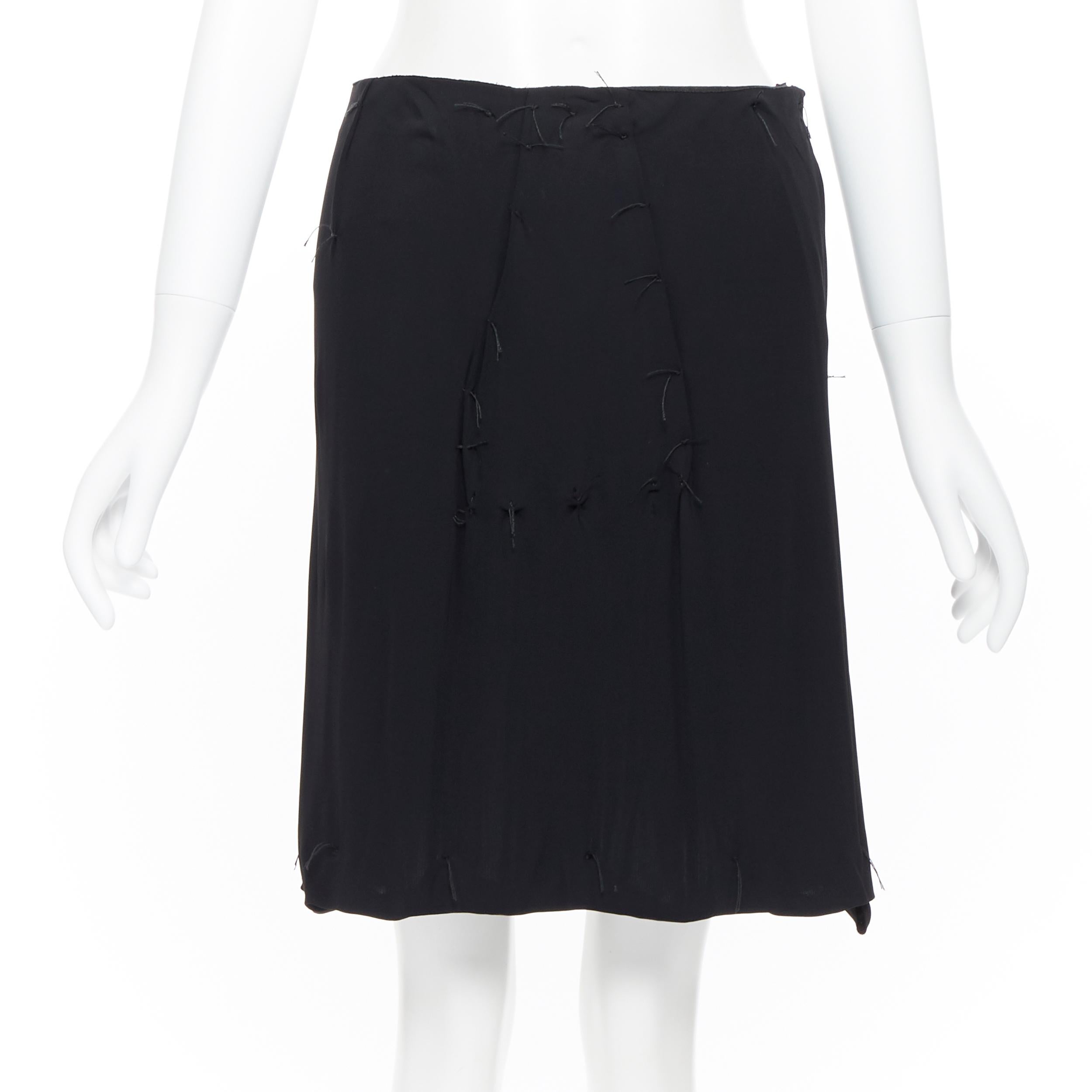Women's vintage MARTIN MARGIELA black viscose hand- tact raw thread stitching skirt S