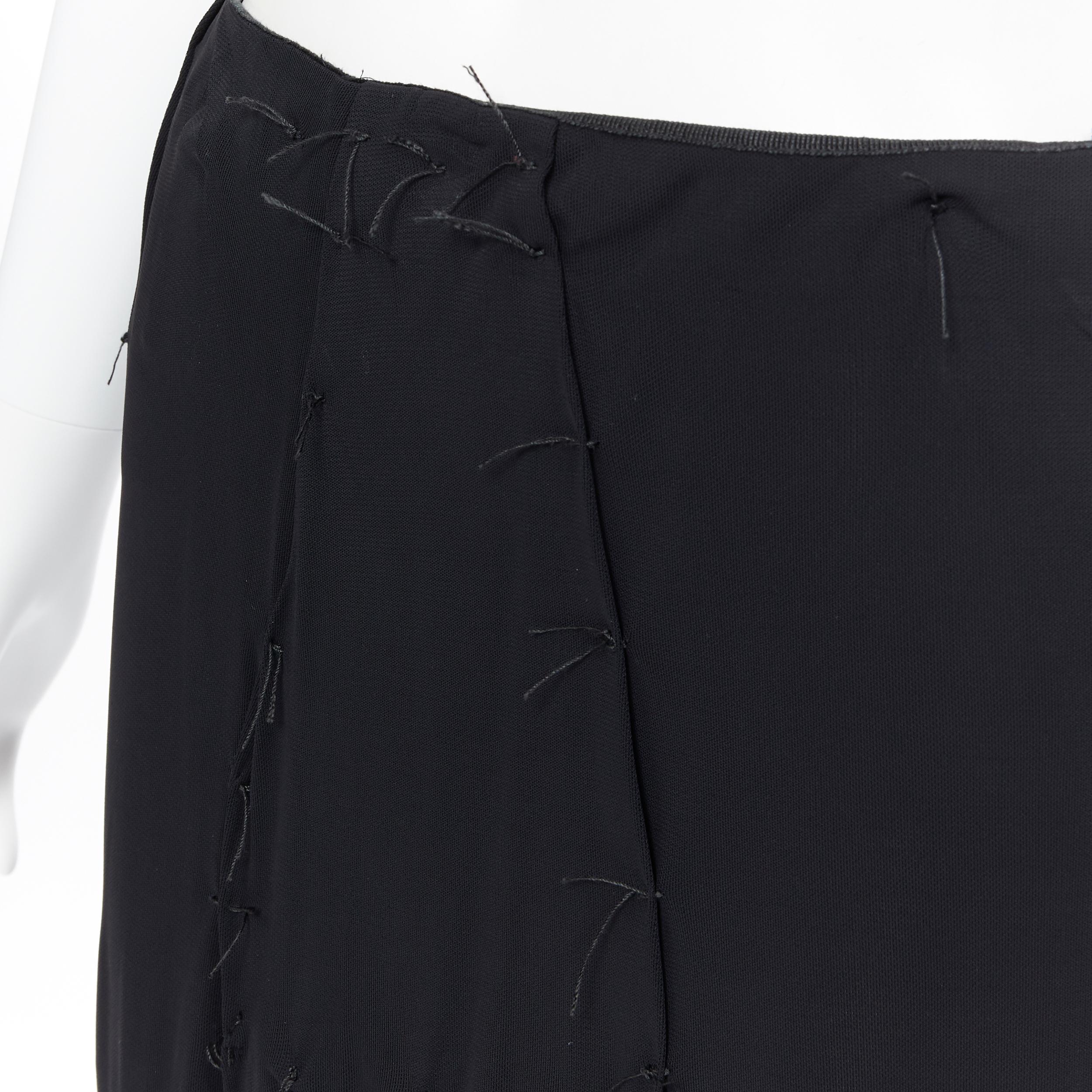 vintage MARTIN MARGIELA black viscose hand- tact raw thread stitching skirt S 3