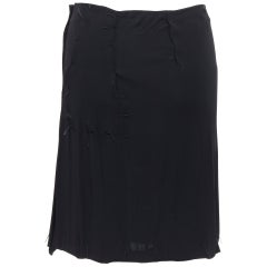 vintage MARTIN MARGIELA black viscose hand- tact raw thread stitching skirt S