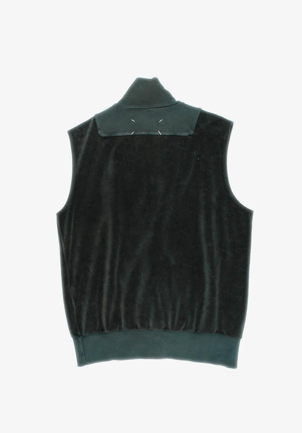 Vintage Martin Margiela High Neck Zipped Men Velour Top Vest Size M In Excellent Condition For Sale In Kaunas, LT