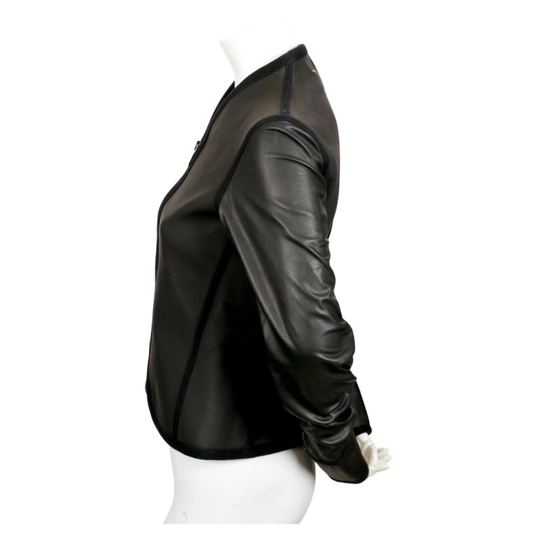 Vintage MARTIN MARGIELA Replica '1970's diving jacket' in leather and neoprene In Excellent Condition For Sale In San Fransisco, CA