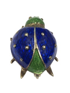 Vintage Martine Yellow Gold and Enamel Bug Brooch