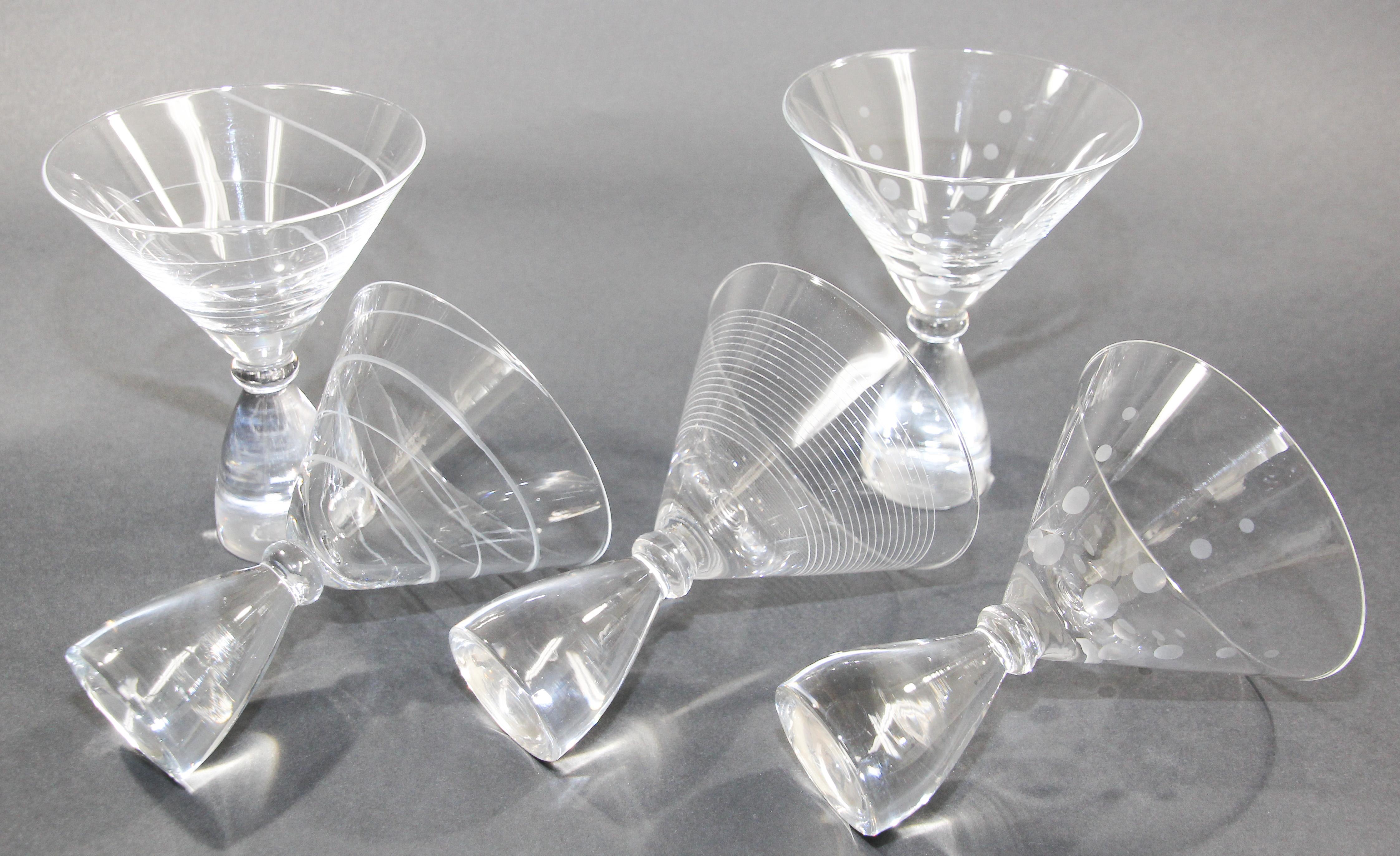 Vintage Martini Crystal Glasses Set of 5 4