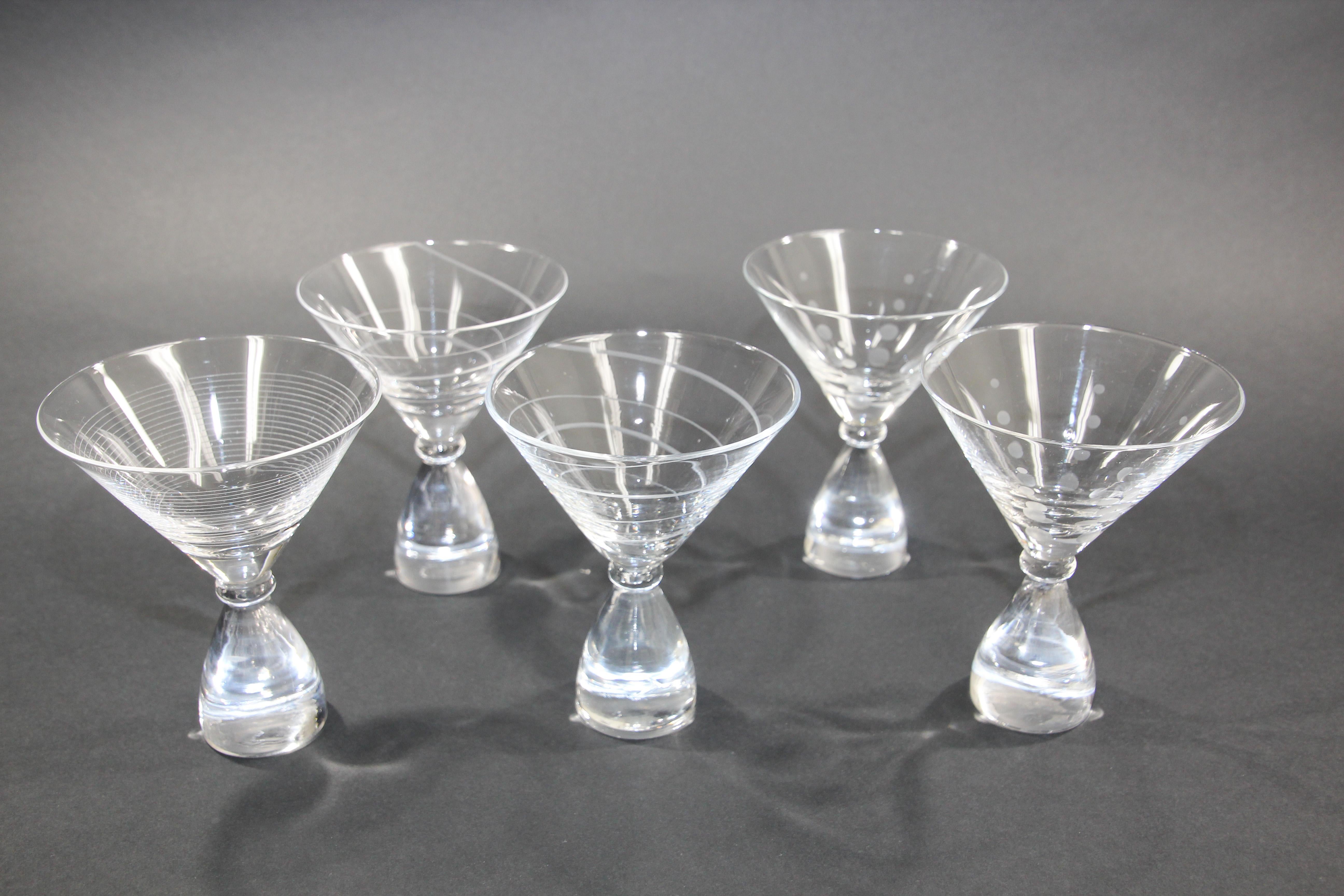 Vintage Martini Crystal Glasses Set of 5 6