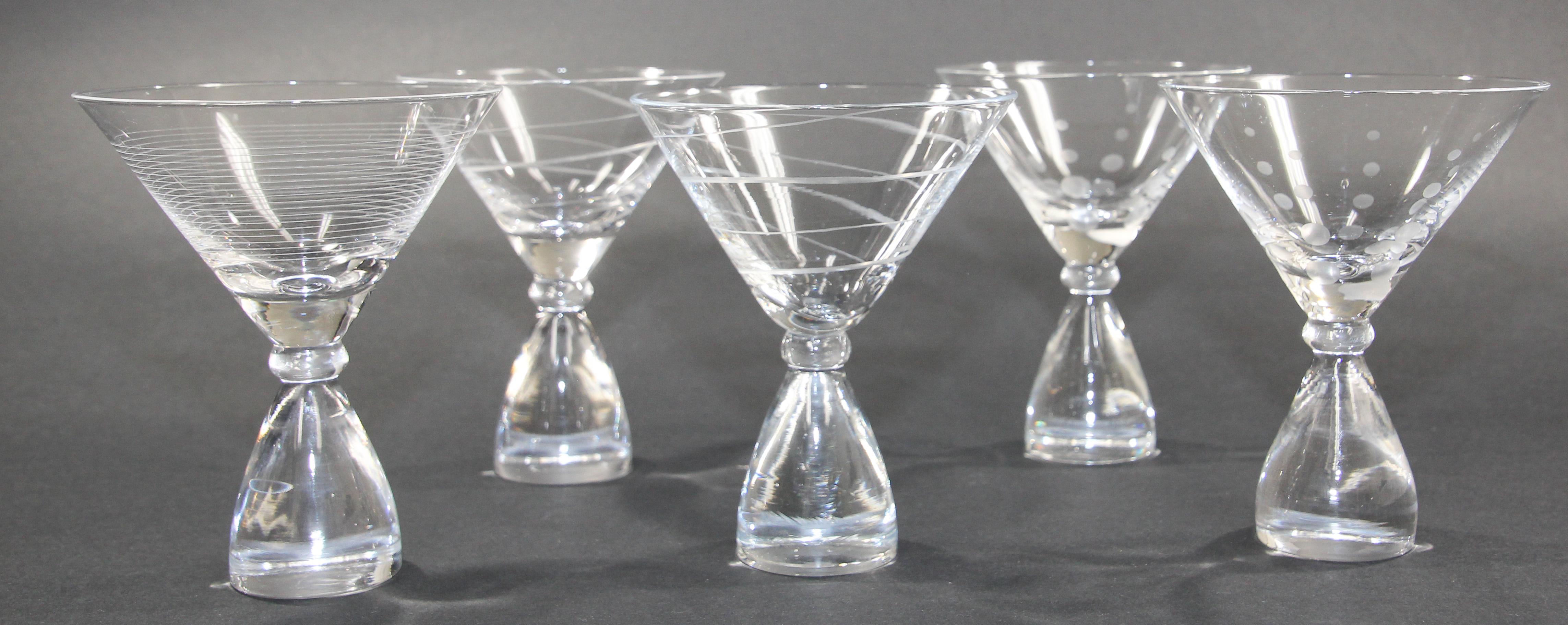 Vintage Martini Crystal Glasses Set of 5 7