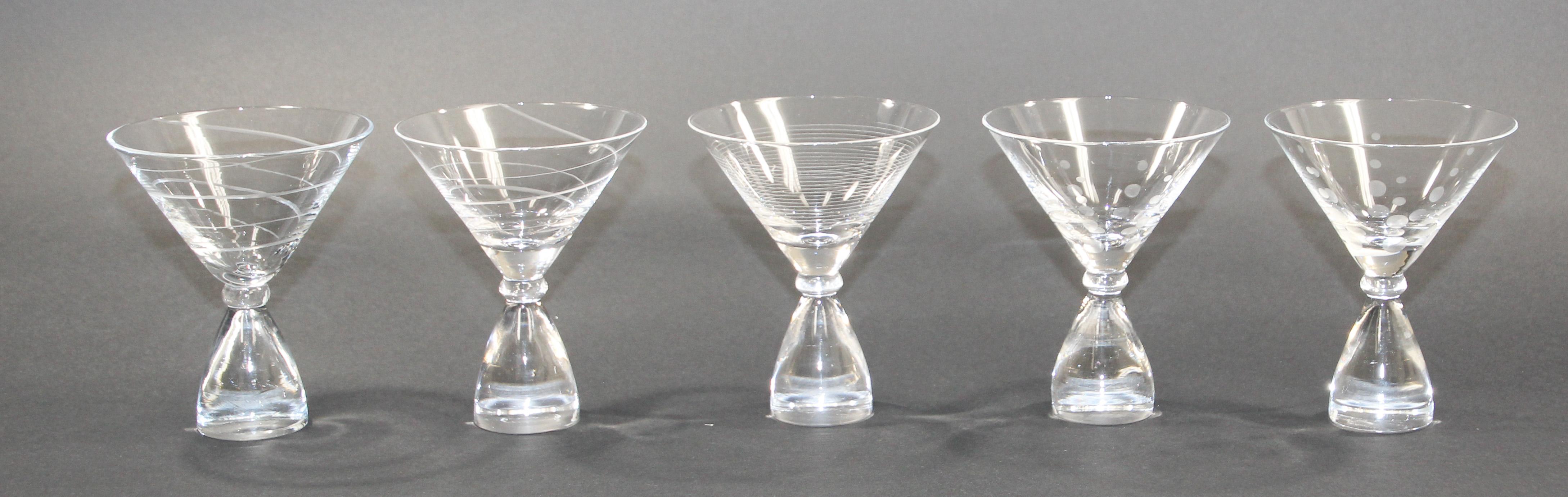 Vintage Martini Crystal Glasses Set of 5 8