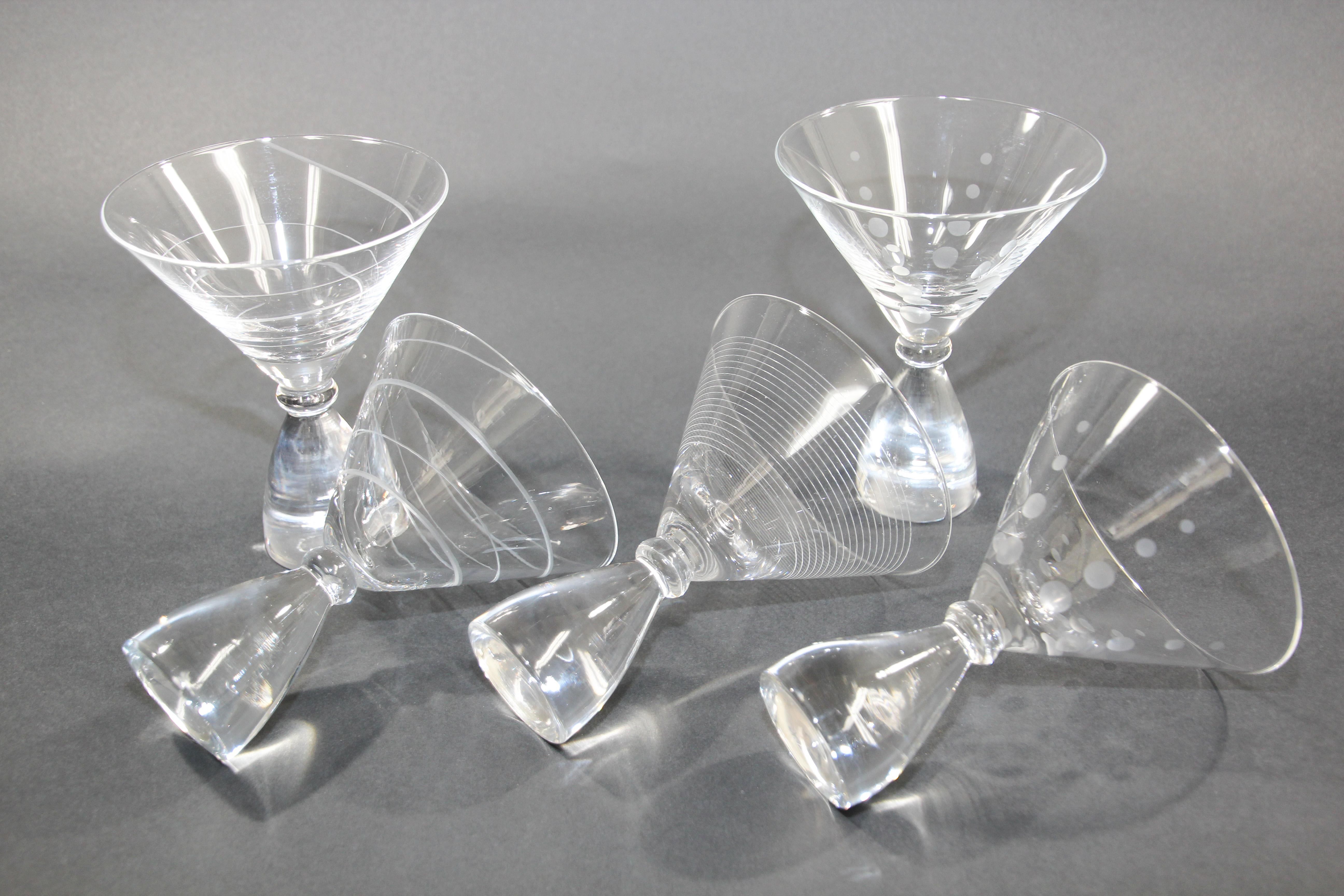 Vintage Martini Crystal Glasses Set of 5 9
