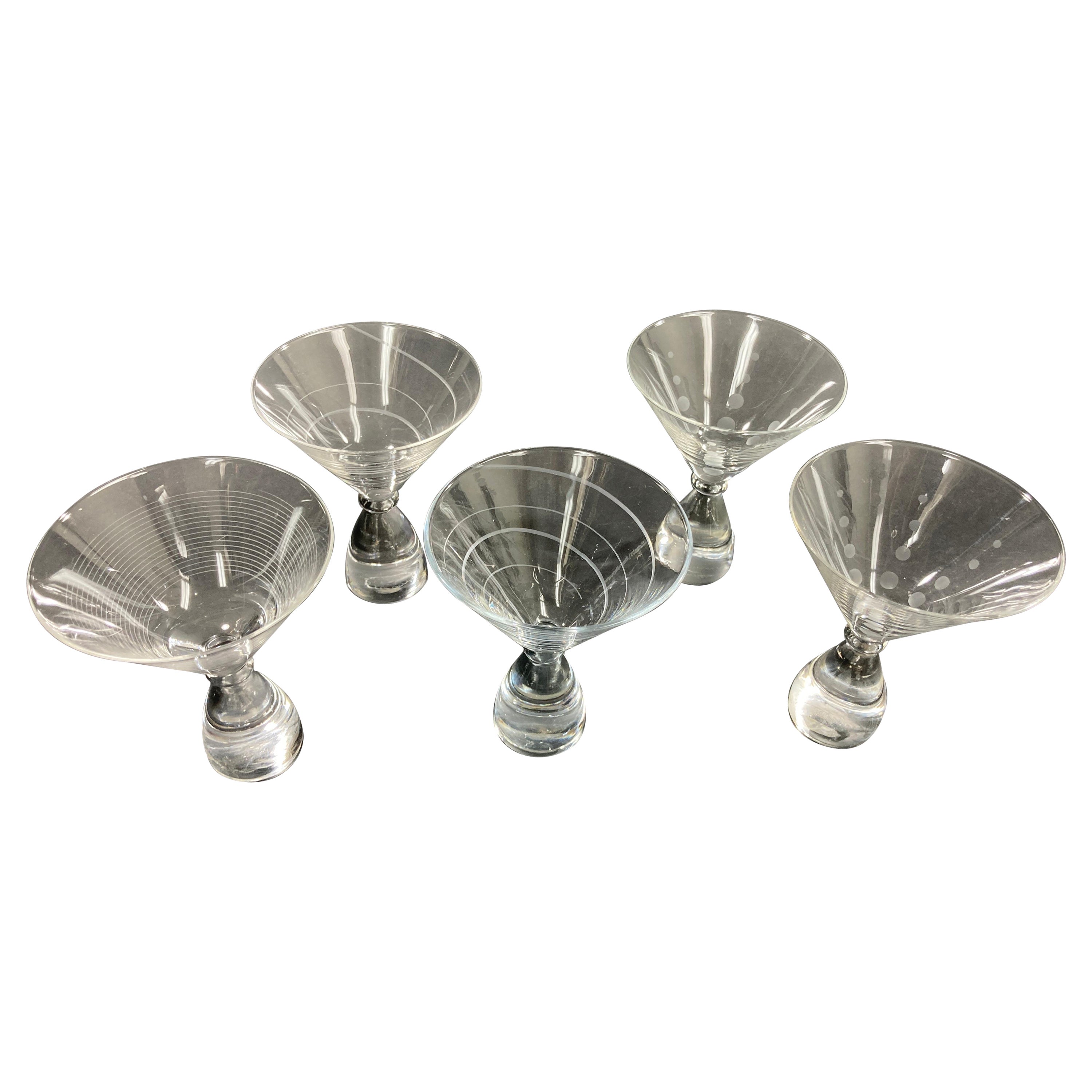 Vintage Martini Crystal Glasses Set of 5