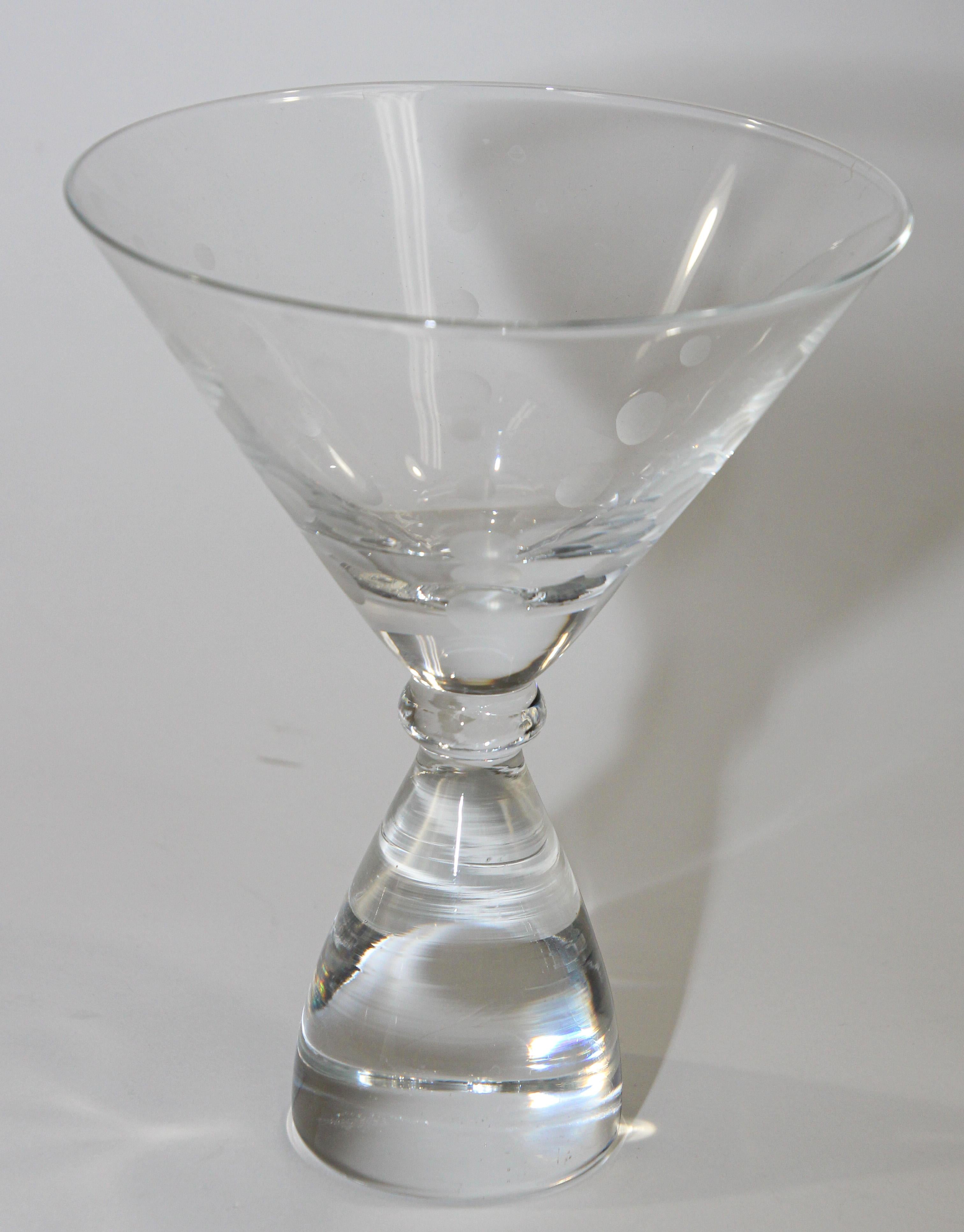 Post-Modern Vintage Martini Crystal Glasses Set of 5