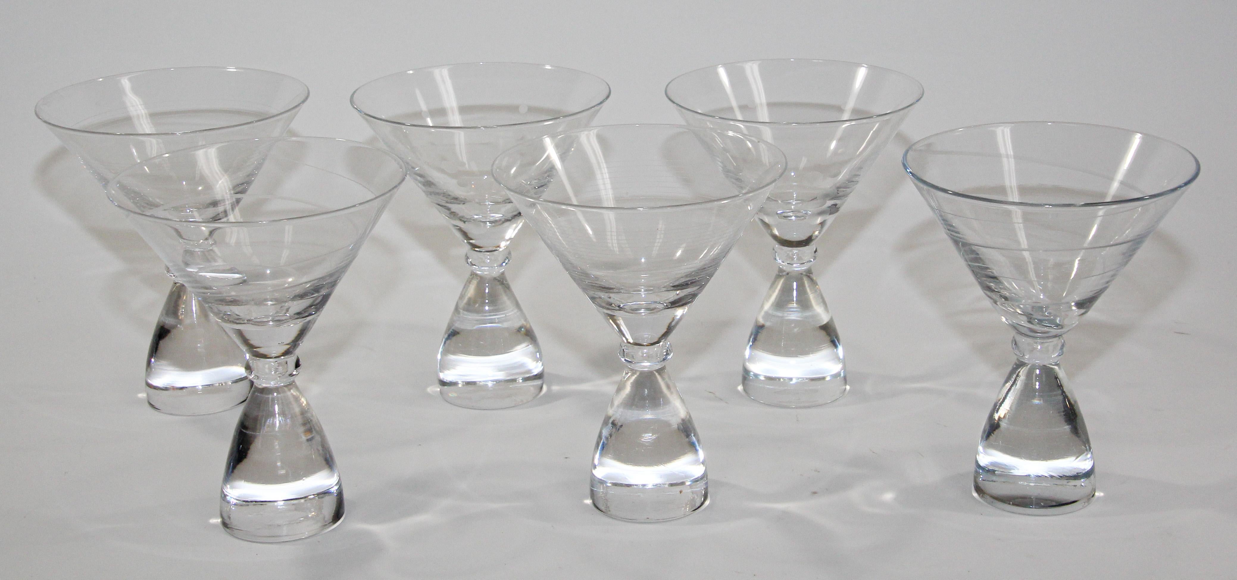 Etched Vintage Martini Crystal Glasses Set of 5