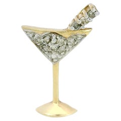 Vintage Martini Glass Charm Pendant in 10 Karat Yellow Gold