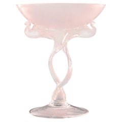 Vintage Martini Glass or Candleholder, Hand Blown Art Glass, 1970s
