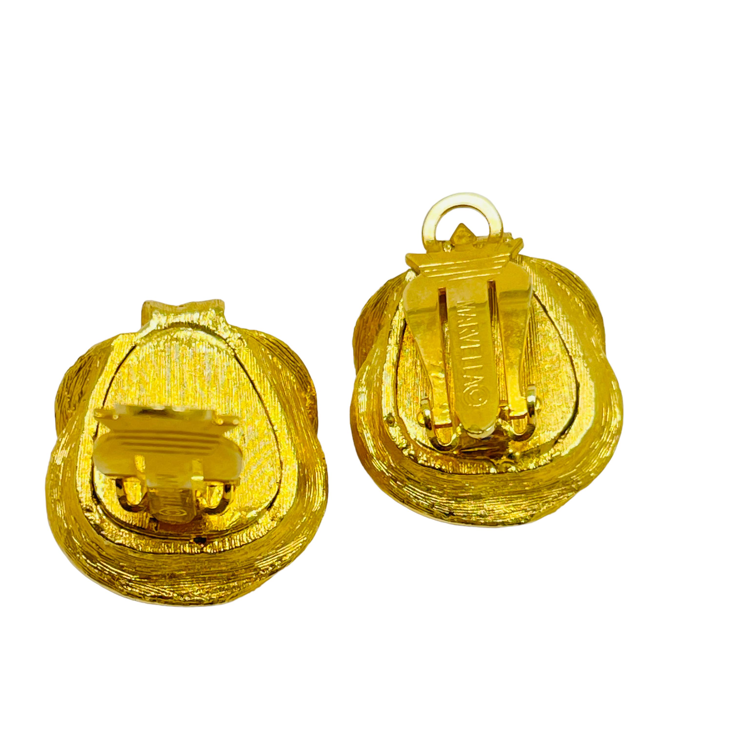 Vintage MARVELLA Designer-Ohrclips aus Gold mit Strass und Perlen, MARVELLA für Damen oder Herren im Angebot