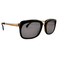 Occhiali da sole vintage Marwitz Lux neri e oro 10 carati del periodo medio del 1960