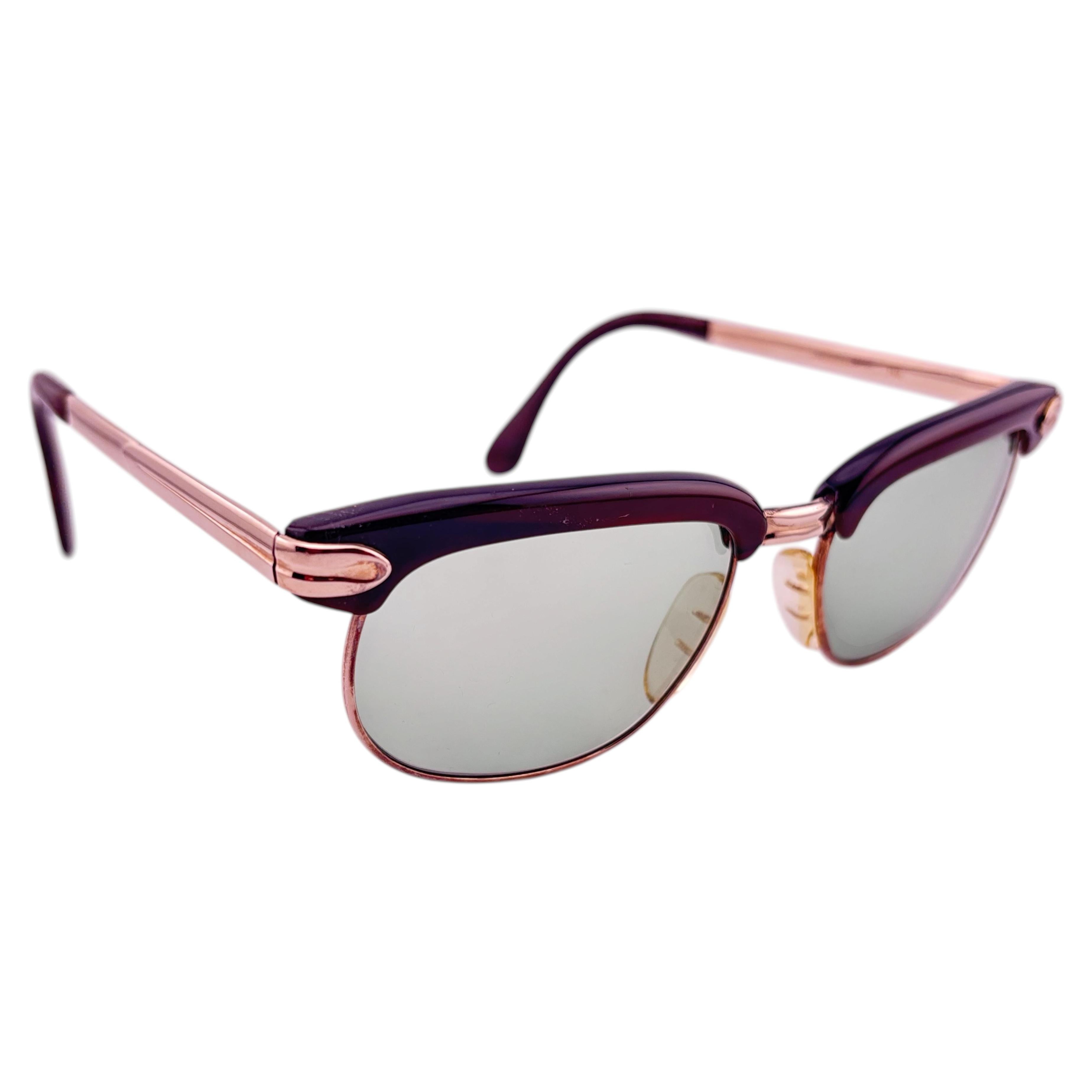Lunettes de soleil vintage Marwitz " Matura " Burgundy & Gold Midcentury 1960's