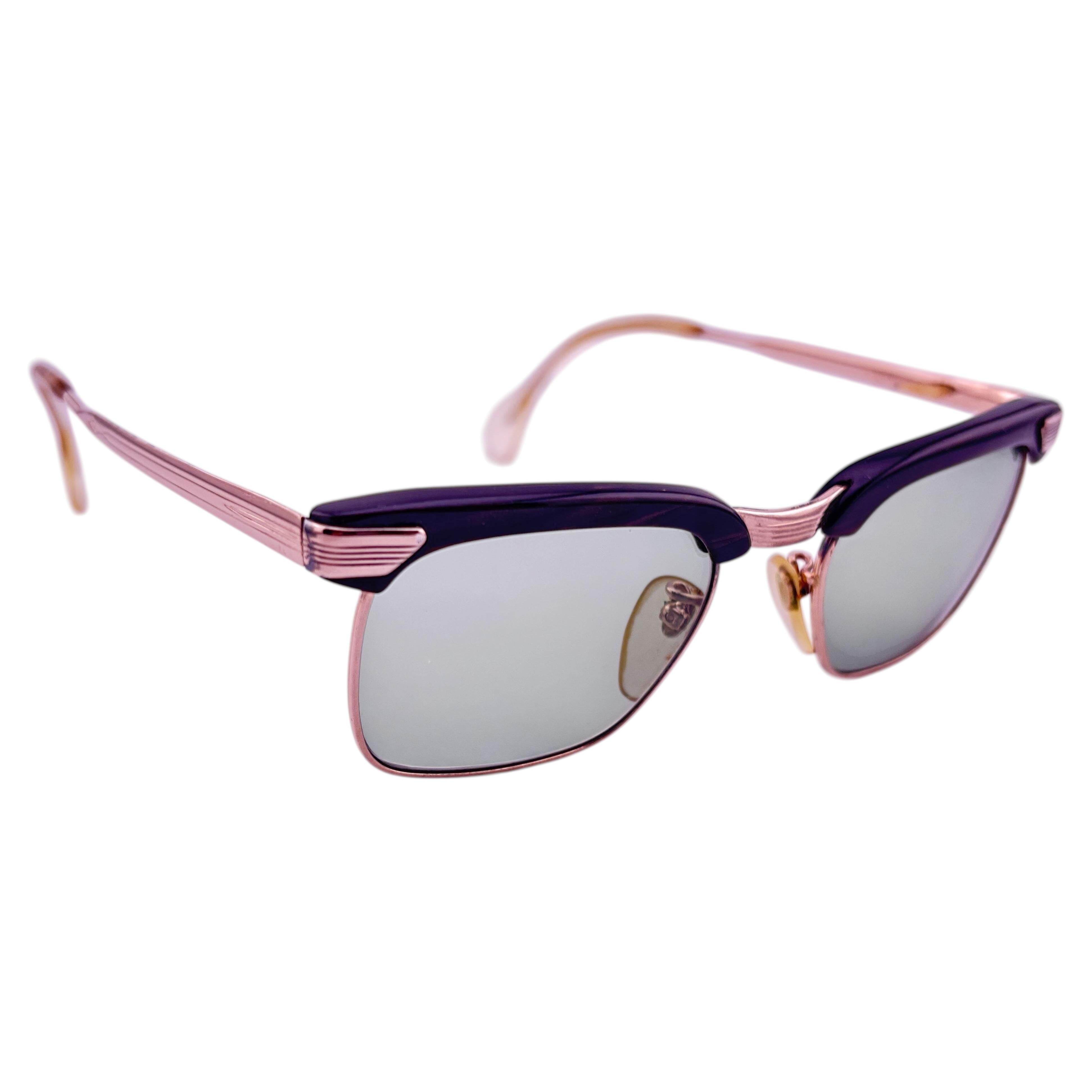 Lunettes de soleil vintage Marwitz " Matura " Burgundy & Gold Square Midcentury 1960's