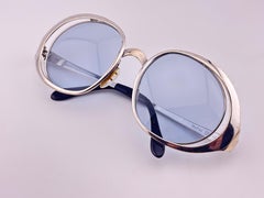 Vintage Marwitz Silver Cut Out Frame Grey Lenses Sunglasses 1970'S Germany