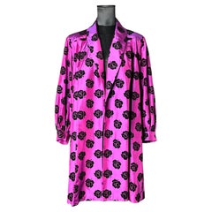 Vintage Mary Ann Restivo Cappotto rosa caldo con fiori