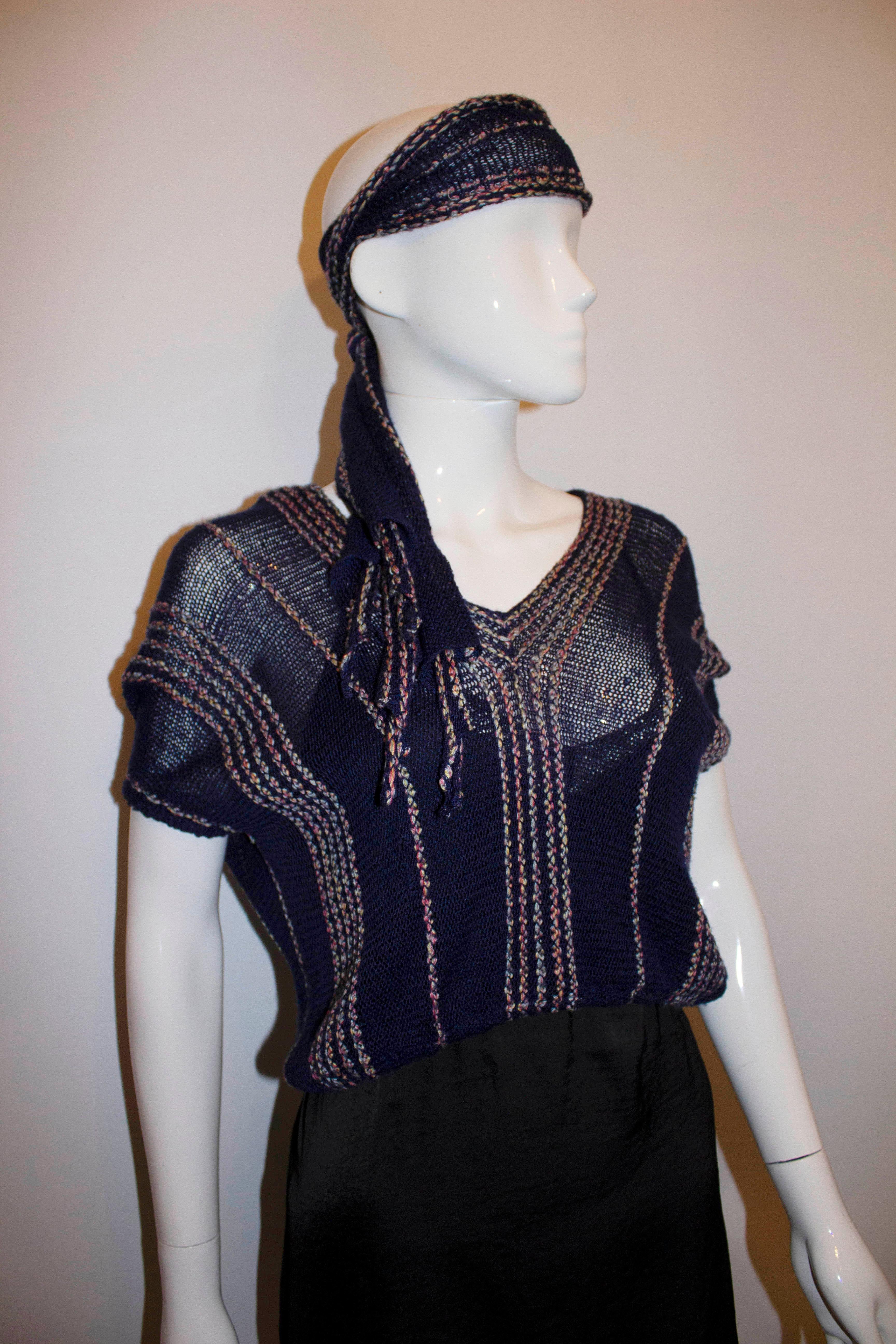 Black Vintage Mary Farin for Designit  Top and Matching Scarf For Sale