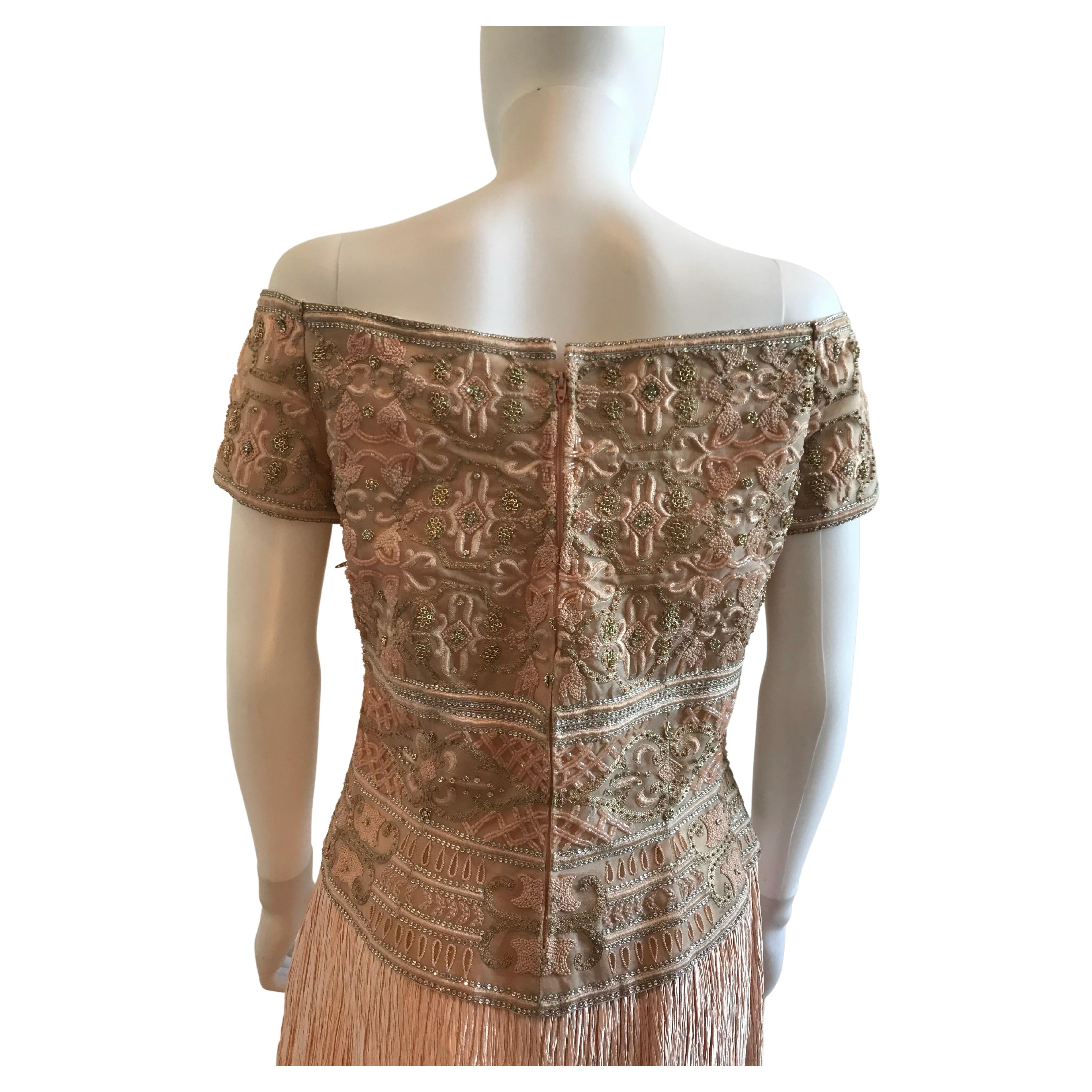 Women's or Men's Vintage Mary McFadden Beaded Off Shoulder Dress For Sale