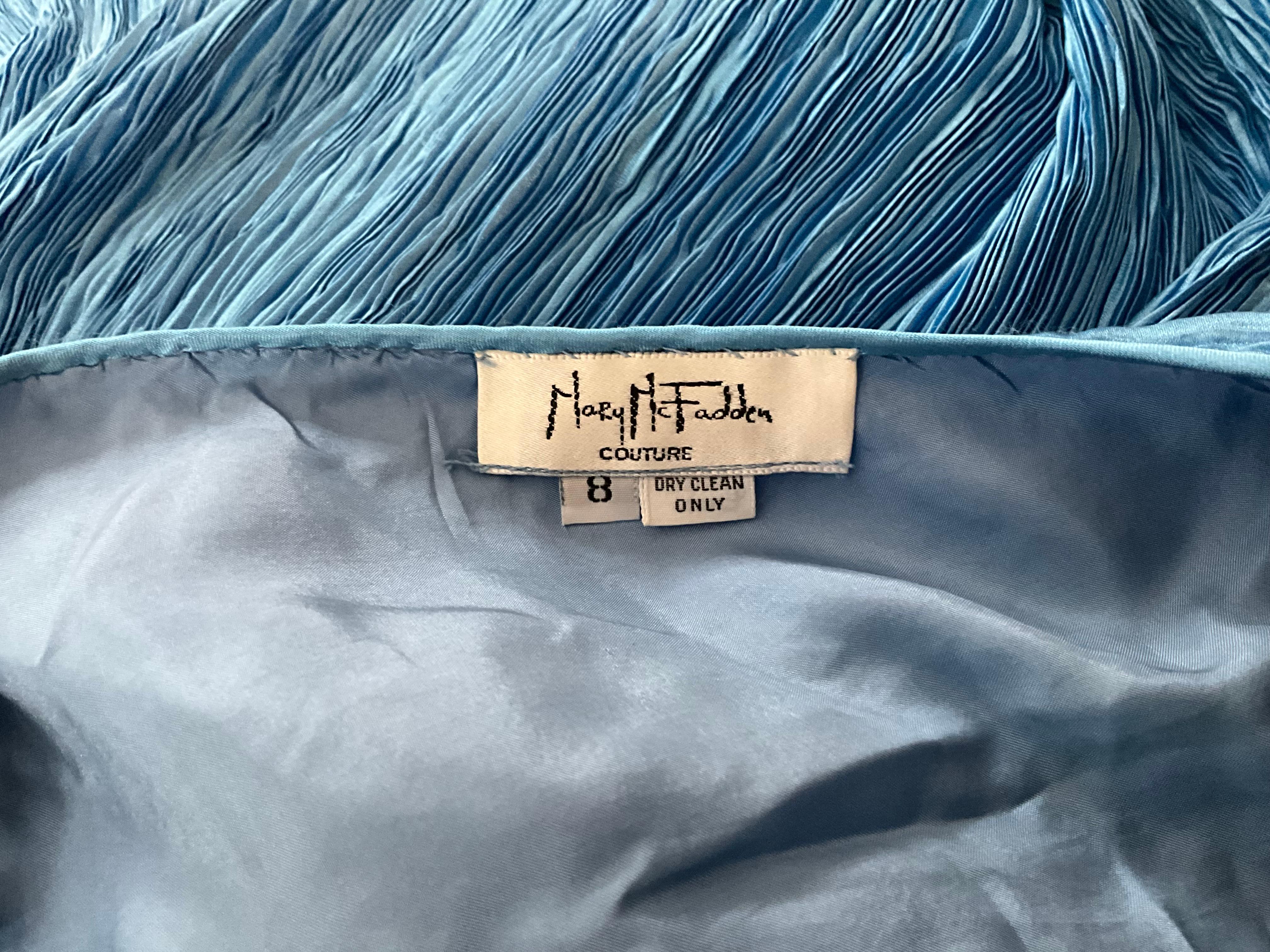 Women's Vintage Mary McFadden Blue Pleated Dress For Sale