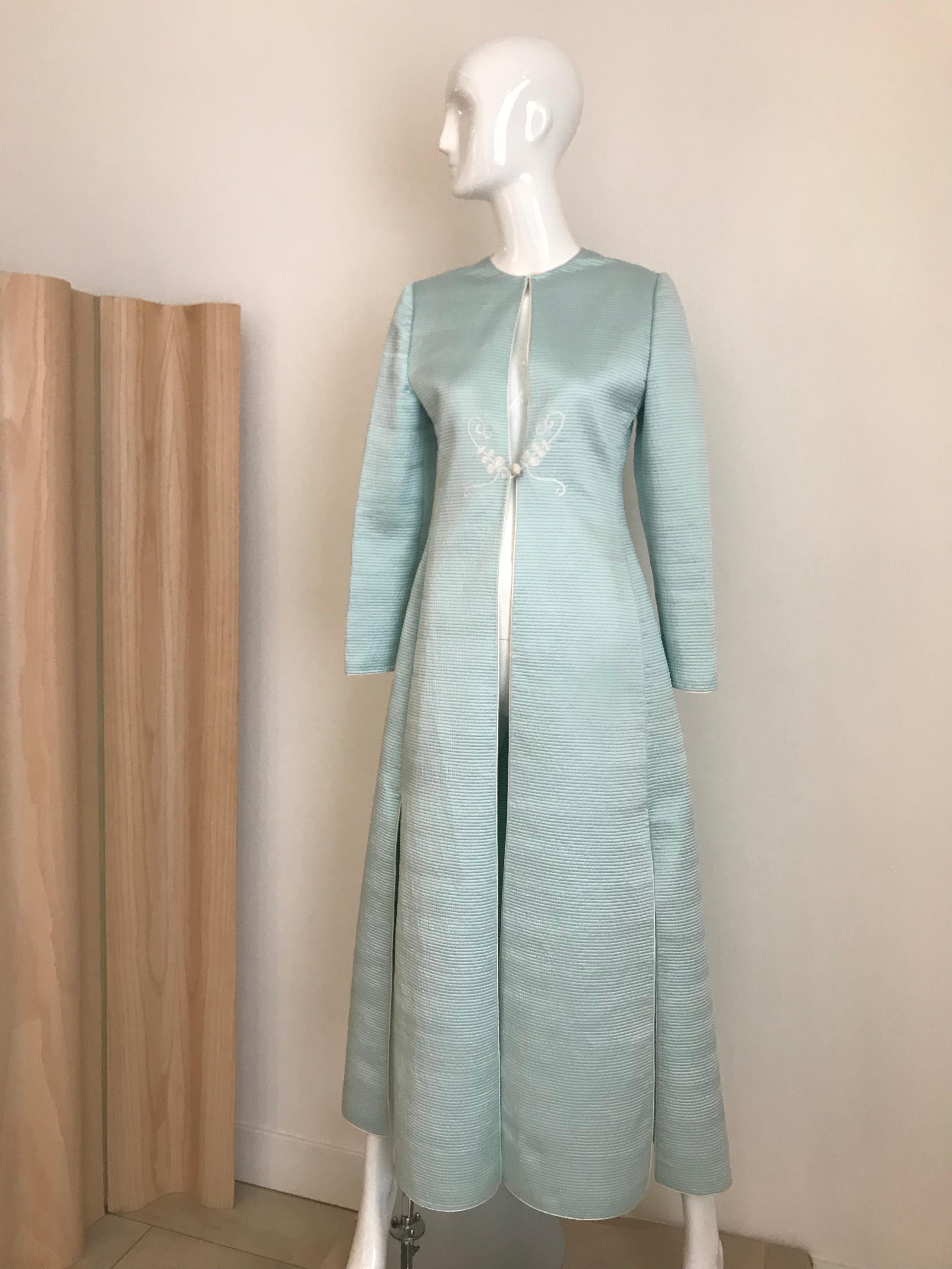 Vintage Mary McFadden Couture Light Blue Silk Coat 5