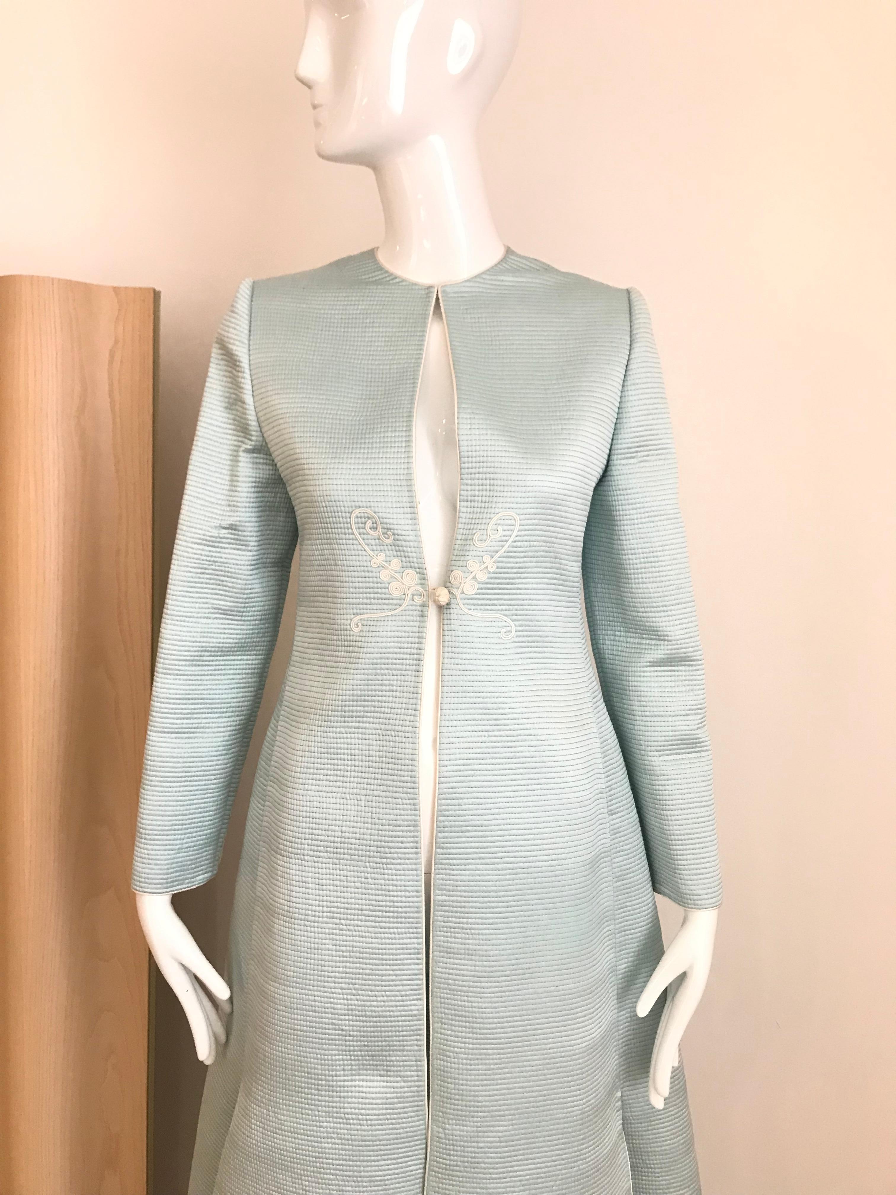 Women's Vintage Mary McFadden Couture Light Blue Silk Coat