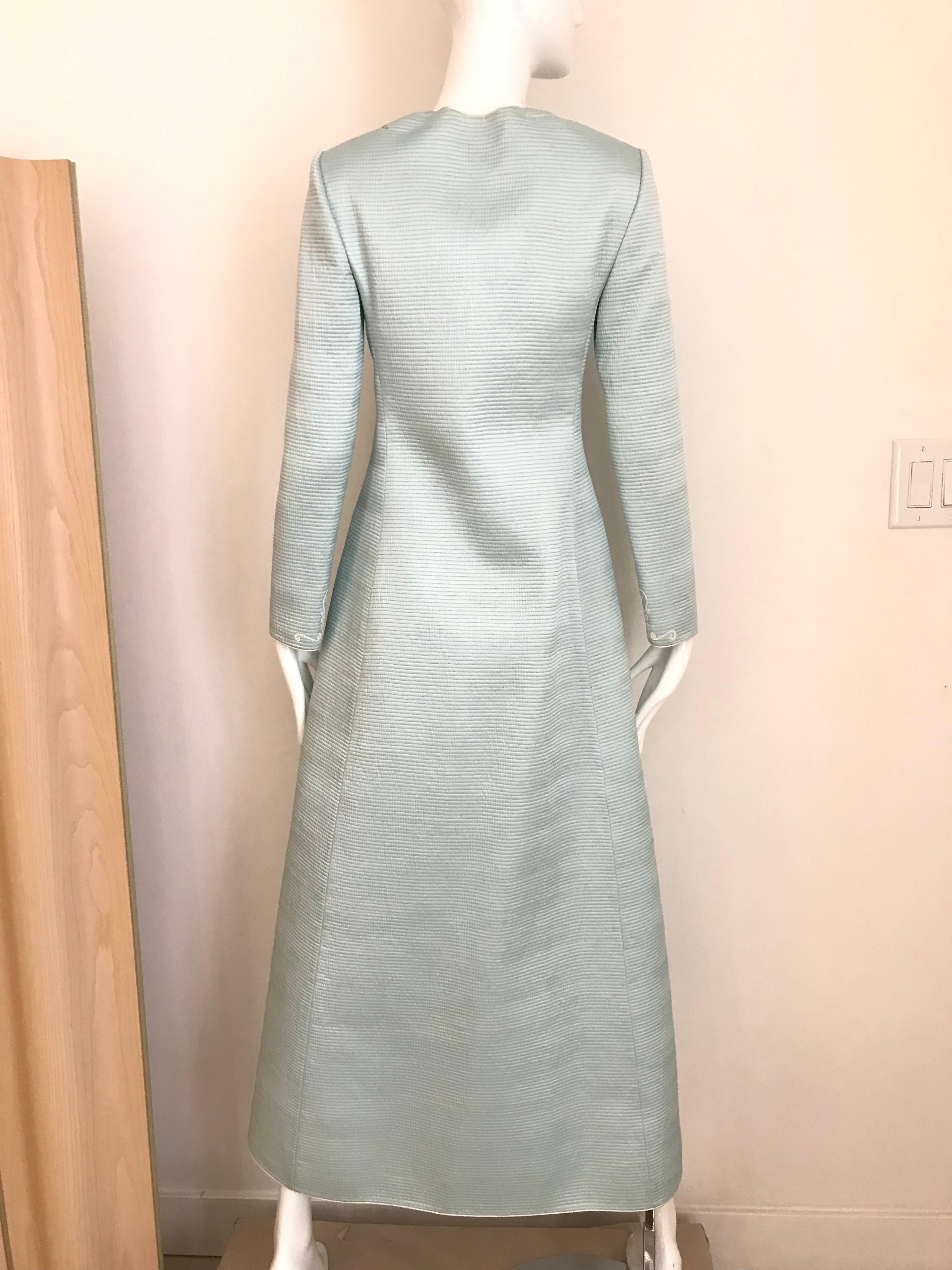 Vintage Mary McFadden Couture Light Blue Silk Coat 2