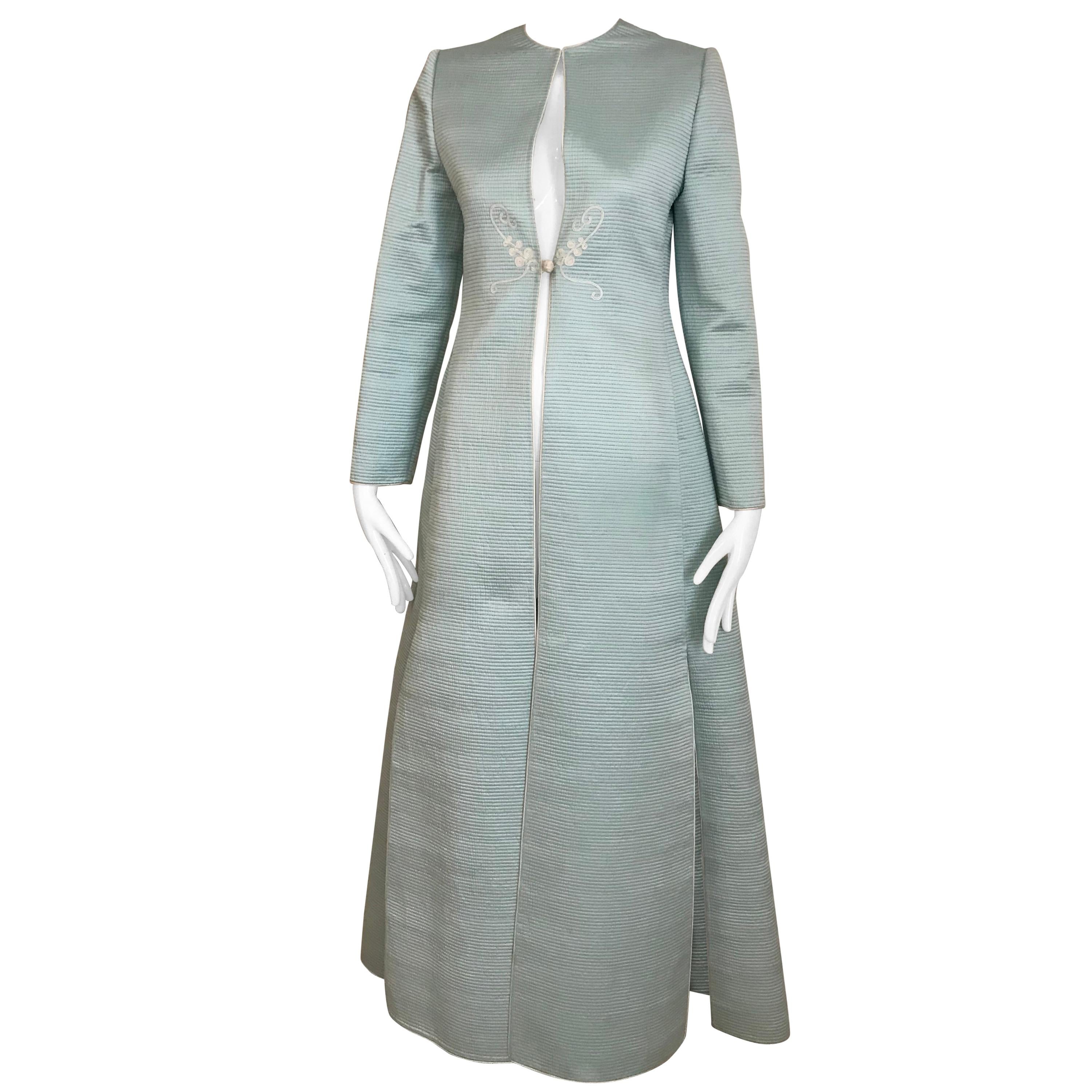 Vintage Mary McFadden Couture Light Blue Silk Coat