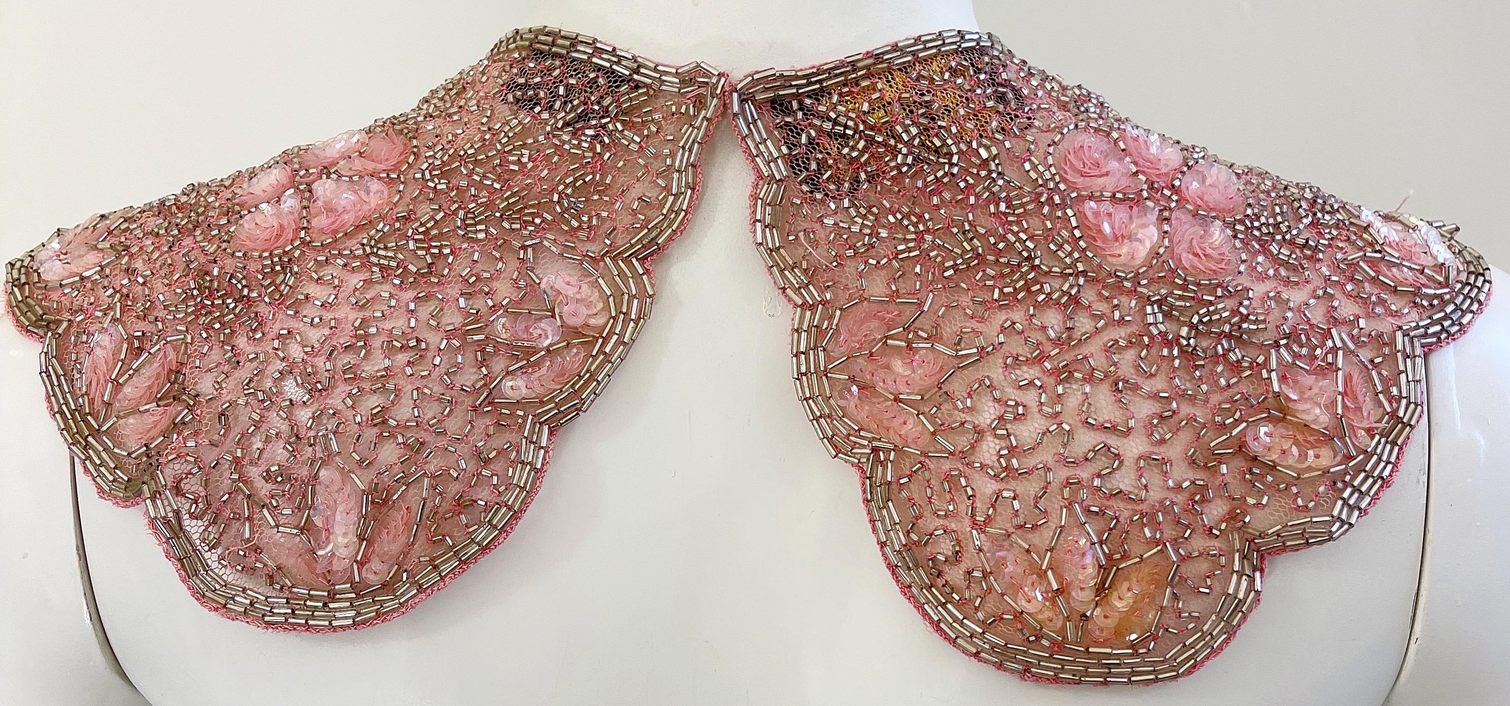 Vintage Mary McFadden Pink Beaded Sequin Mesh Nylon Necklace Collar  For Sale 10