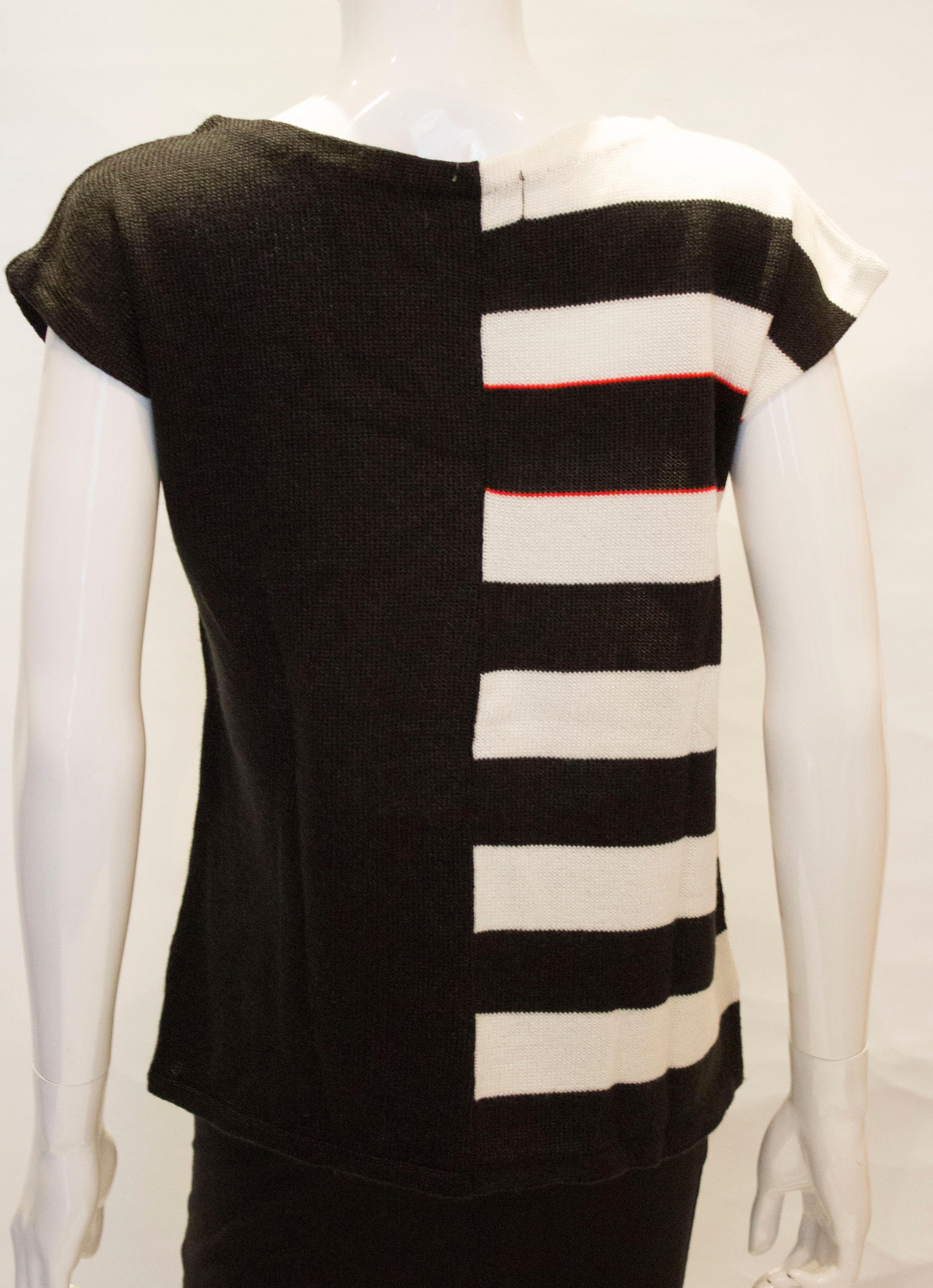Vintage Mary Quant Black and White Knitted Top For Sale 1