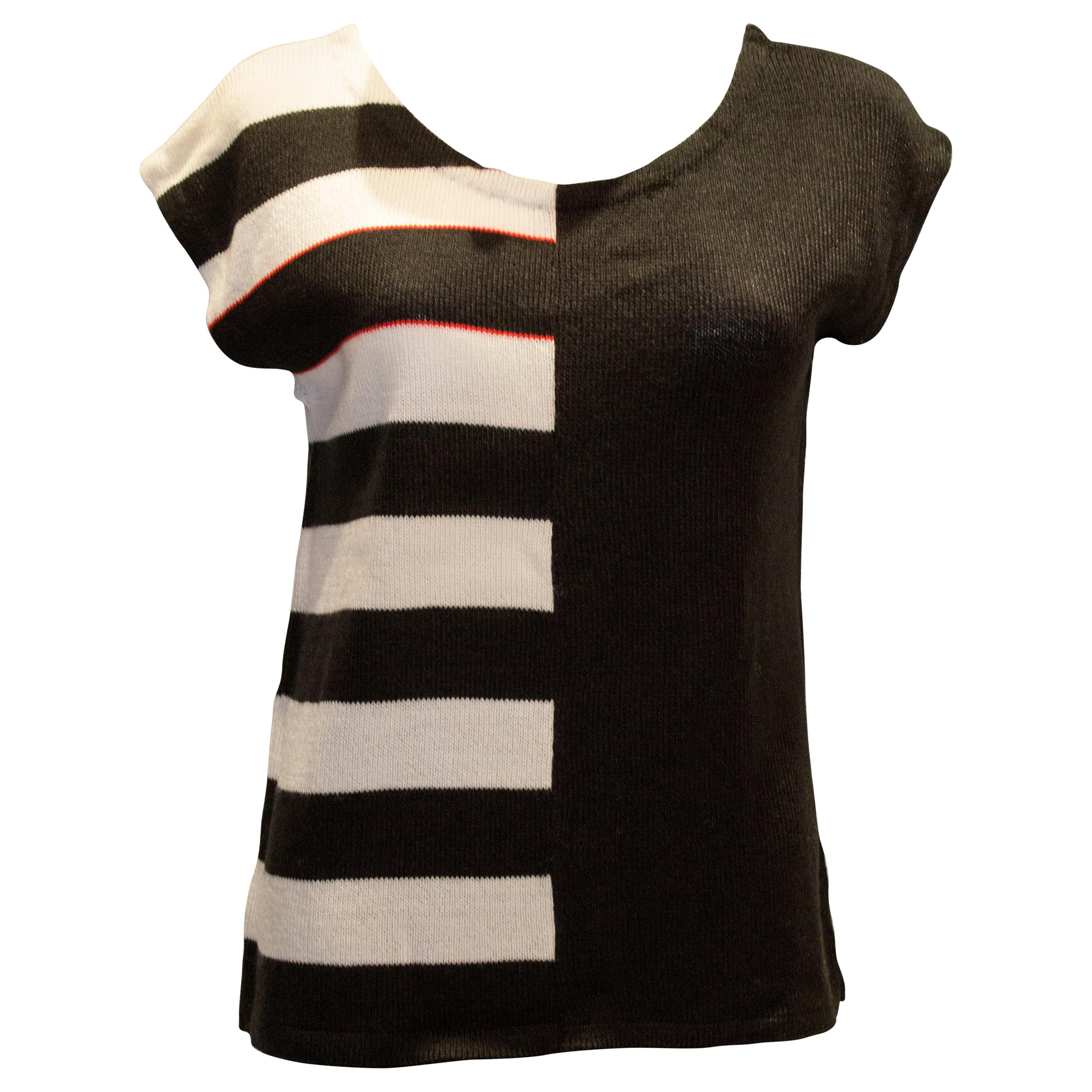 Vintage Mary Quant Black and White Knitted Top For Sale