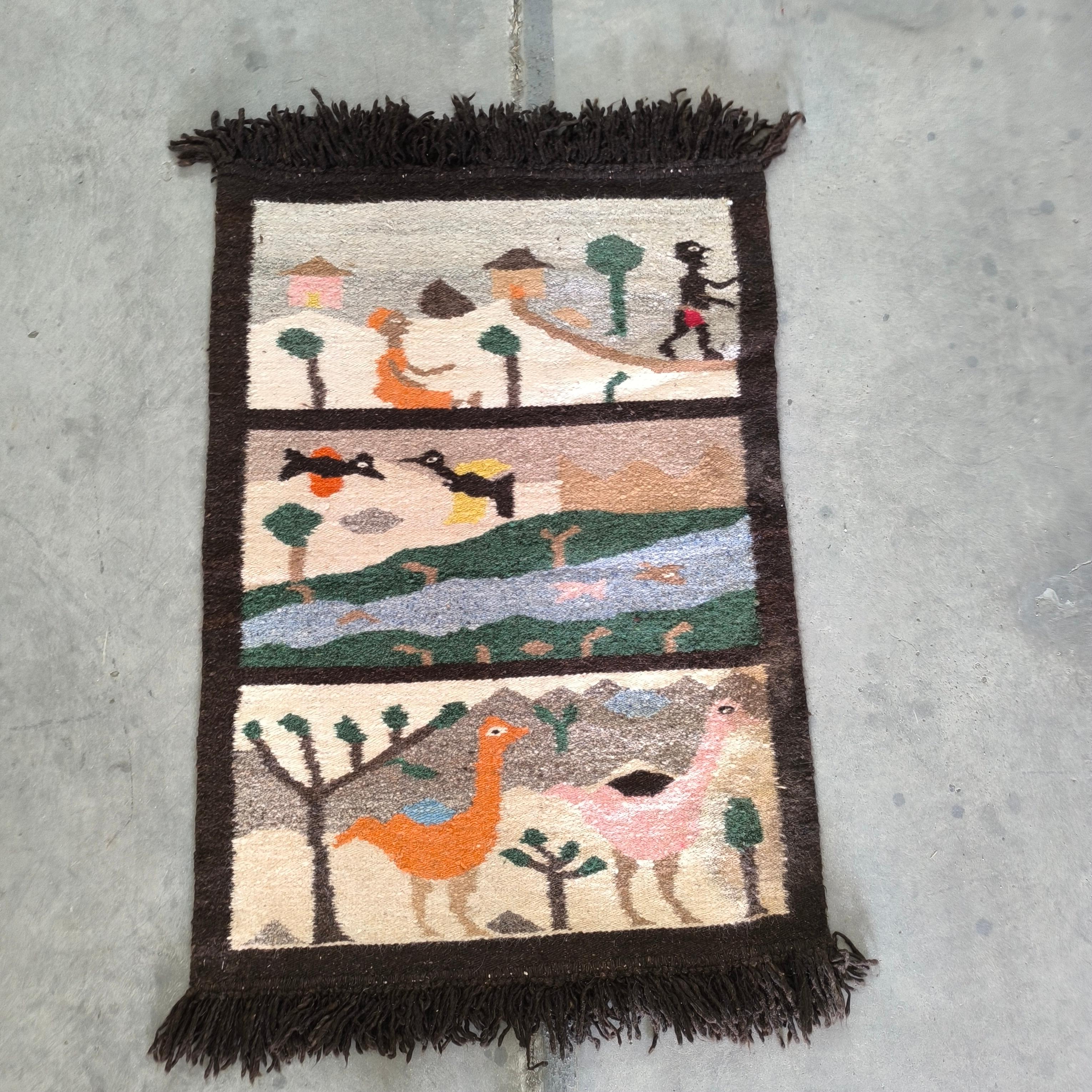 Vintage Masana Story Tapestry Hand Made Signed and Numbered Lebowa Südafrika (Südafrikanisch) im Angebot