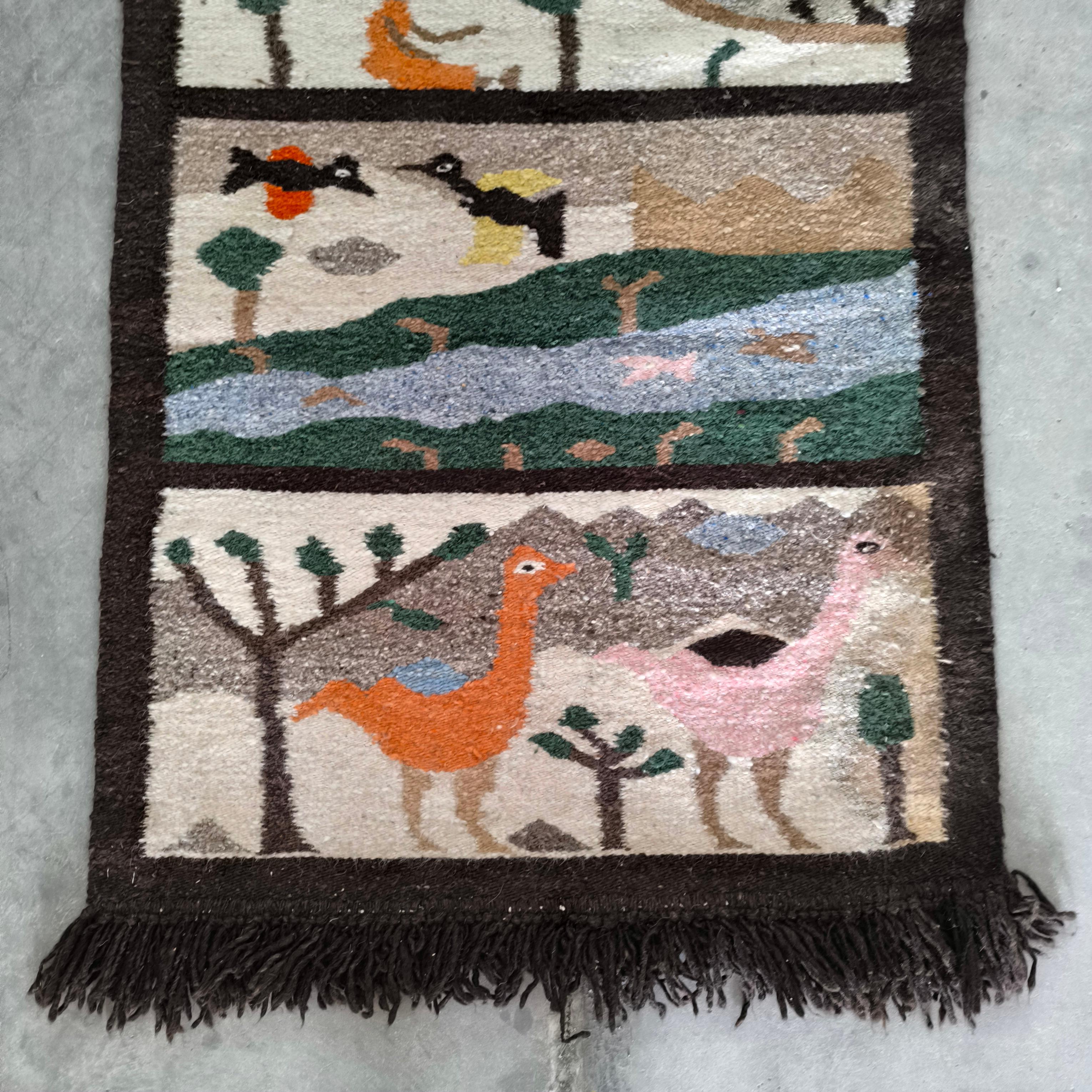Vintage Masana Story Tapestry Hand Made Signed and Numbered Lebowa Südafrika (Gewebt) im Angebot