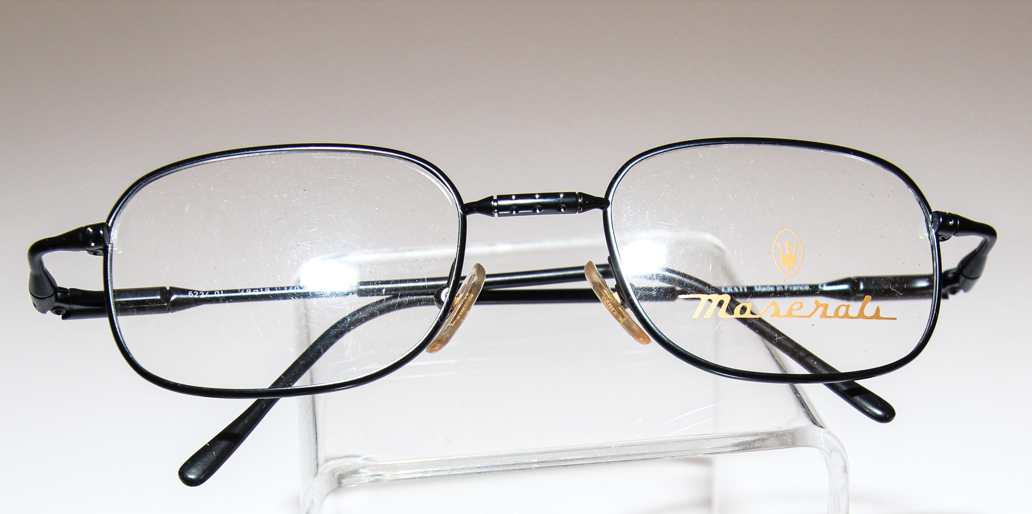 Modern Vintage Maserati Eyeglasses Titanium Black For Sale