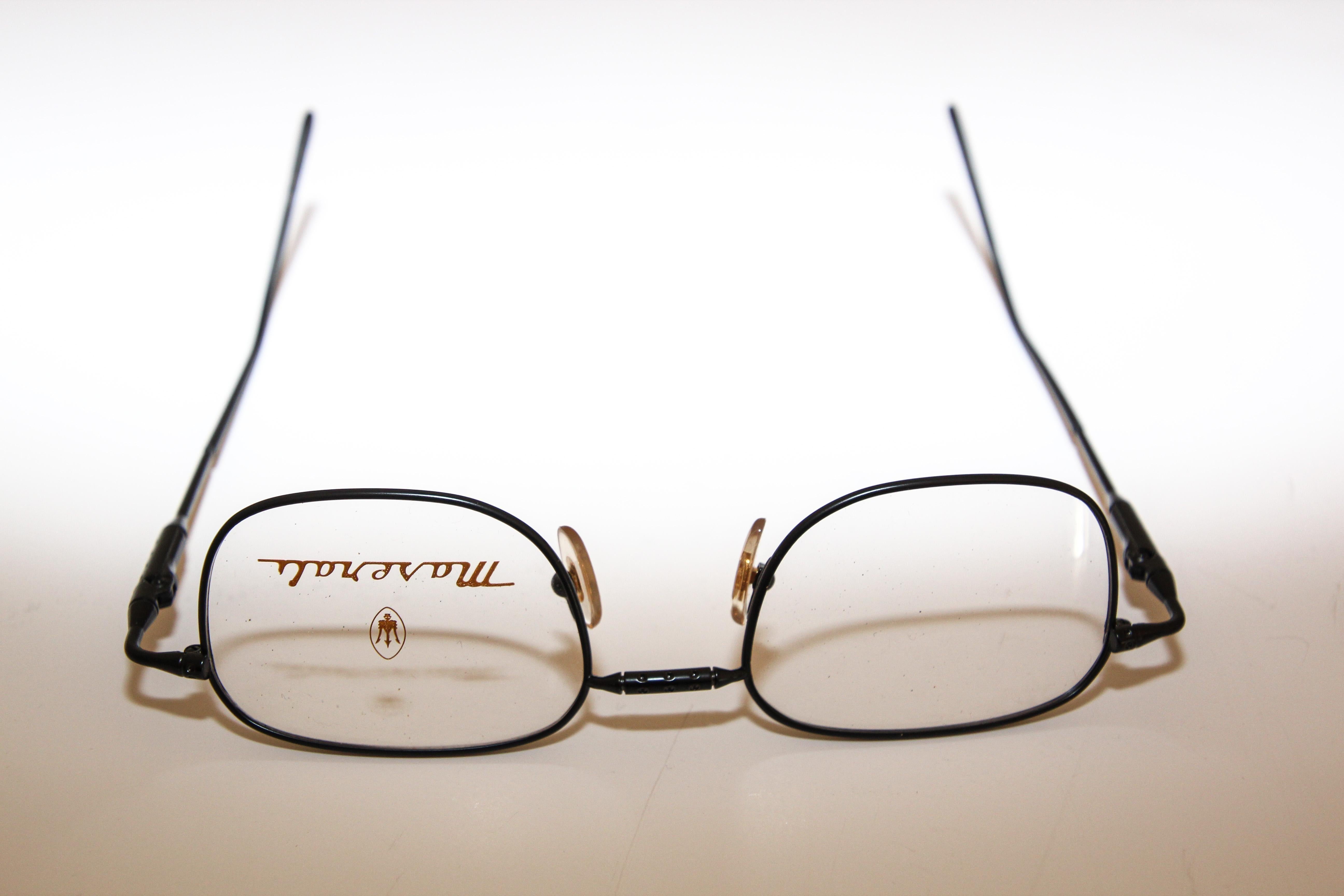 Italian Vintage Maserati Eyeglasses Titanium Black For Sale