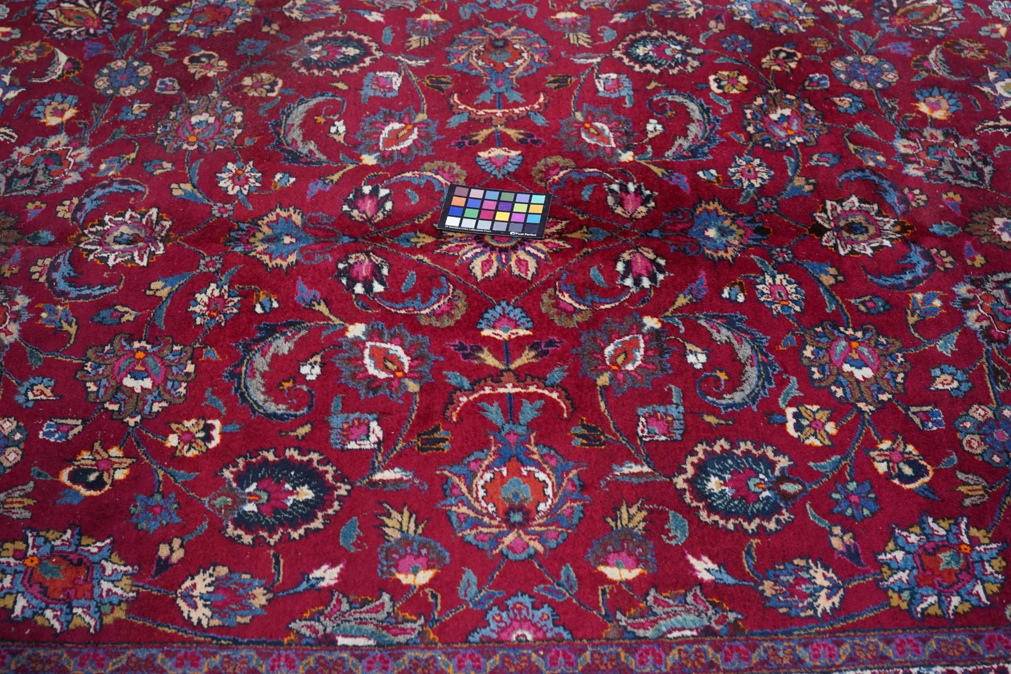 Vintage Persian Mashad Signed Rug 6'11'' x 10'4'' For Sale 4