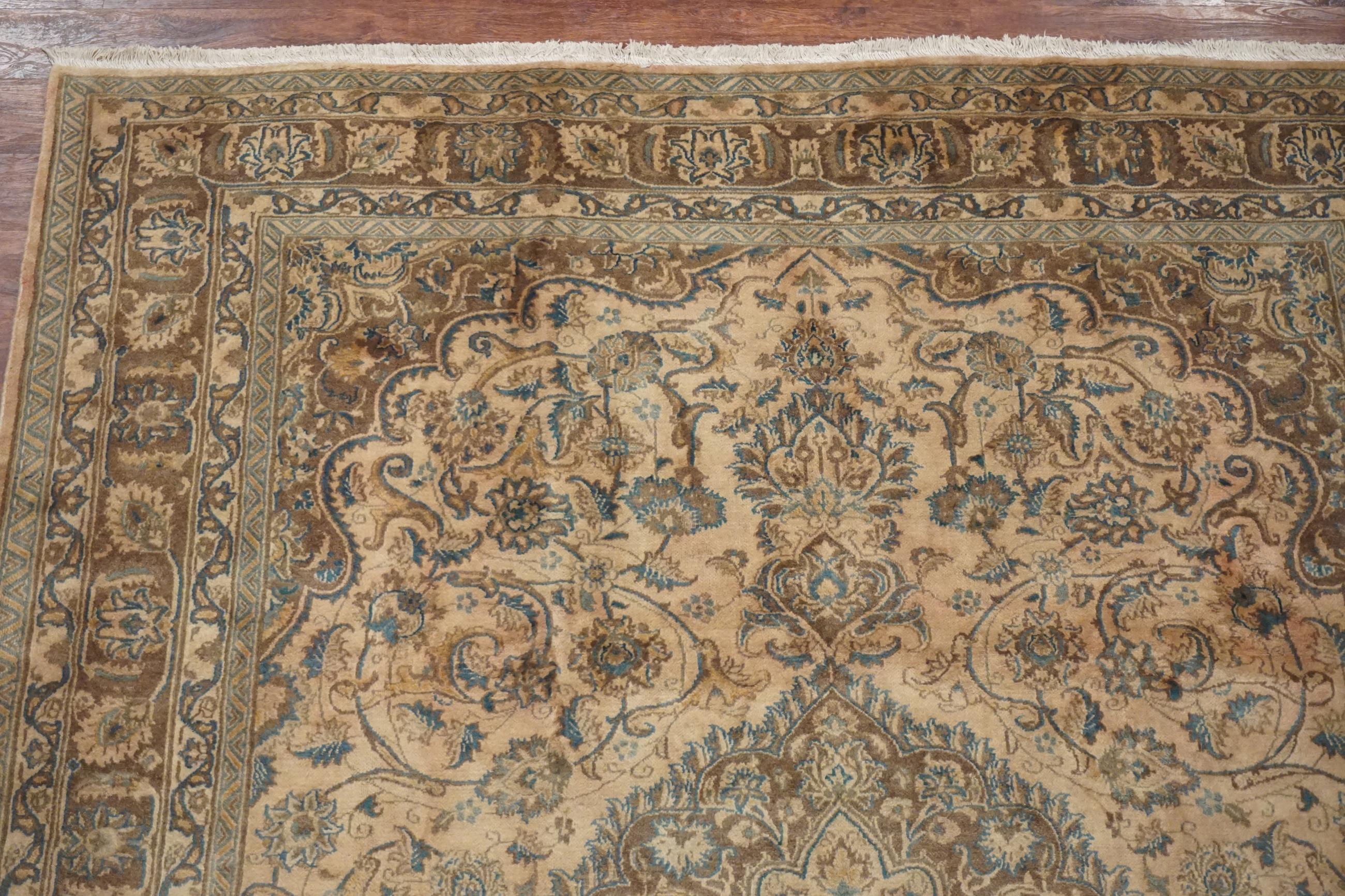 Hand-Knotted Vintage Mashad Rug, circa 1950 For Sale