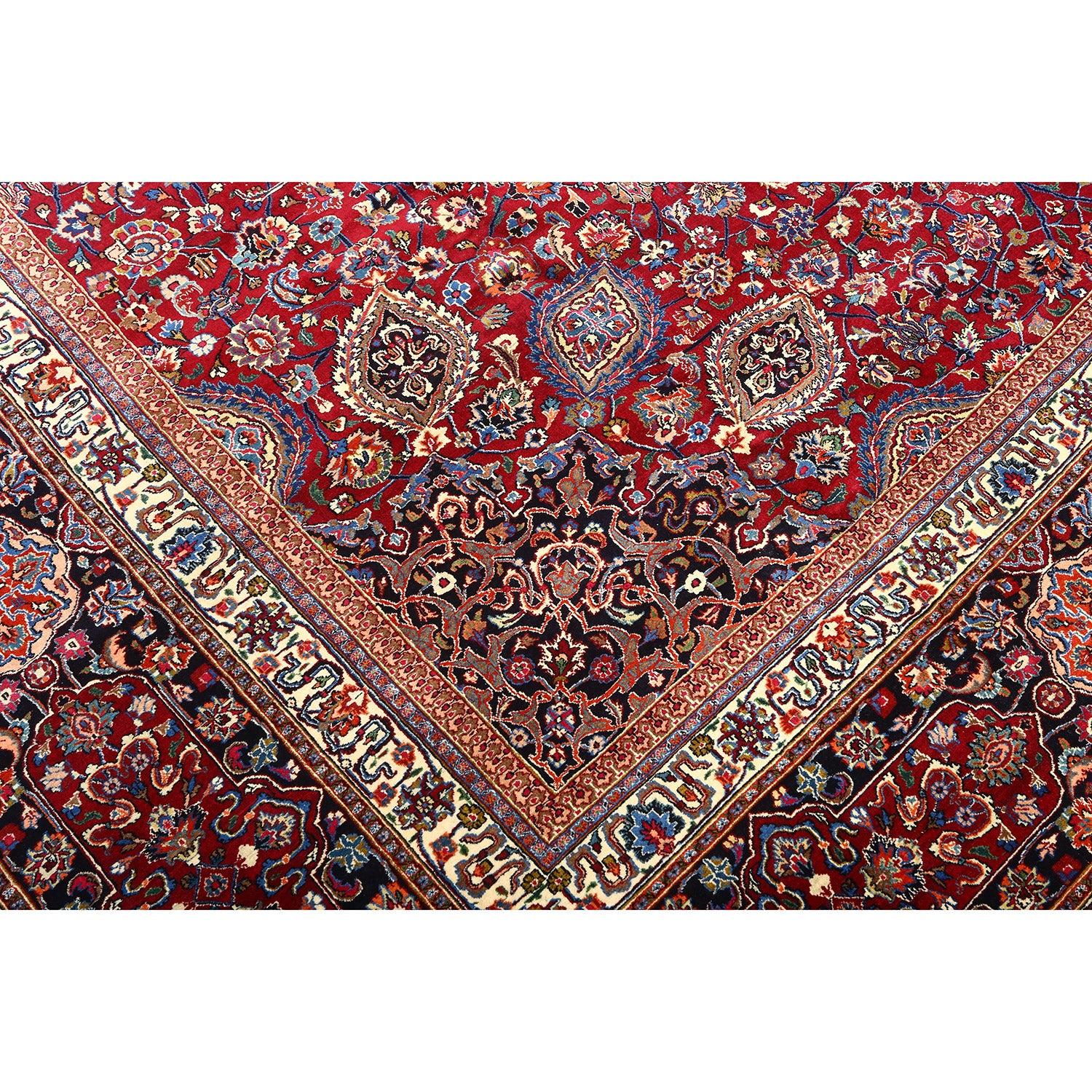 Annodato a mano Tappeto Mashad Saber vintage in kork e seta - Dimensioni: 13'1 X 9'11 in vendita